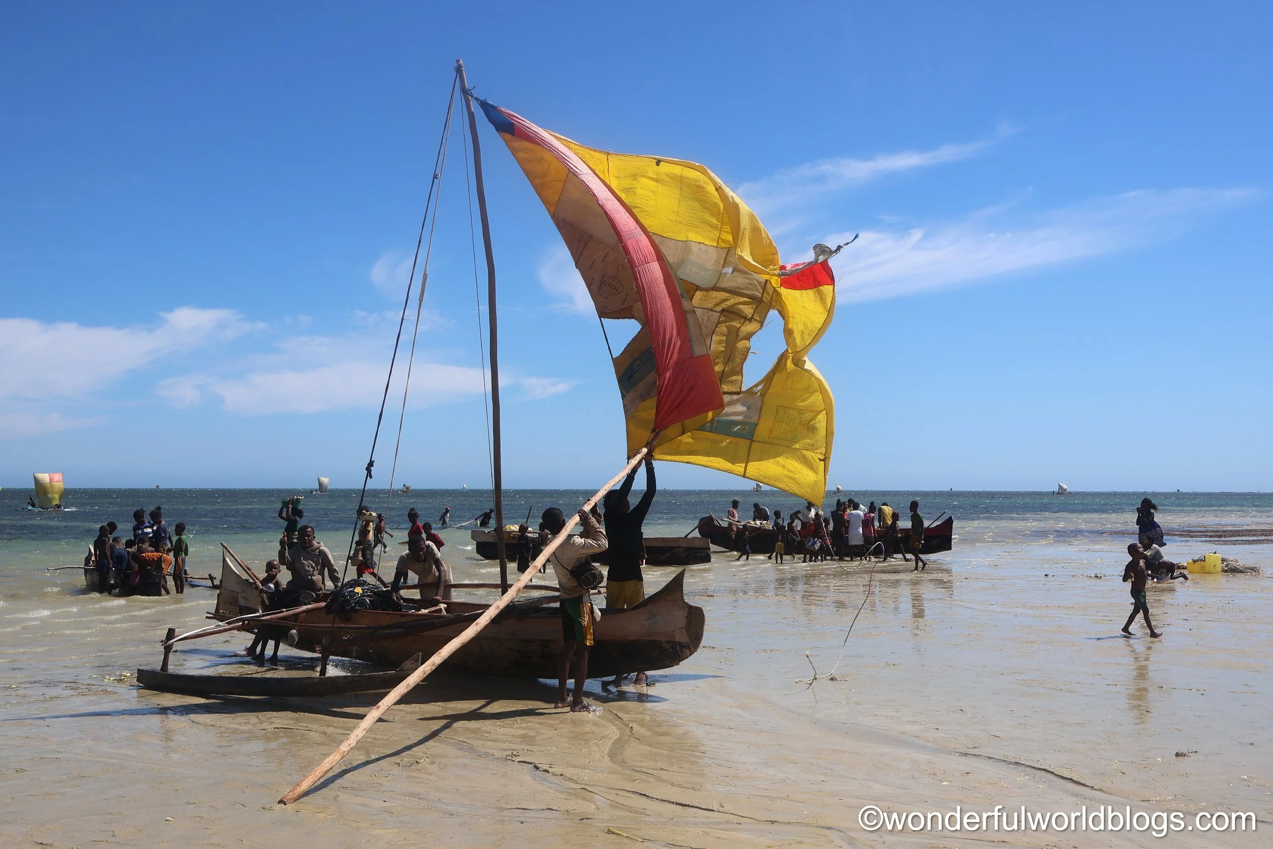 Sailing boats on Madagascar beach