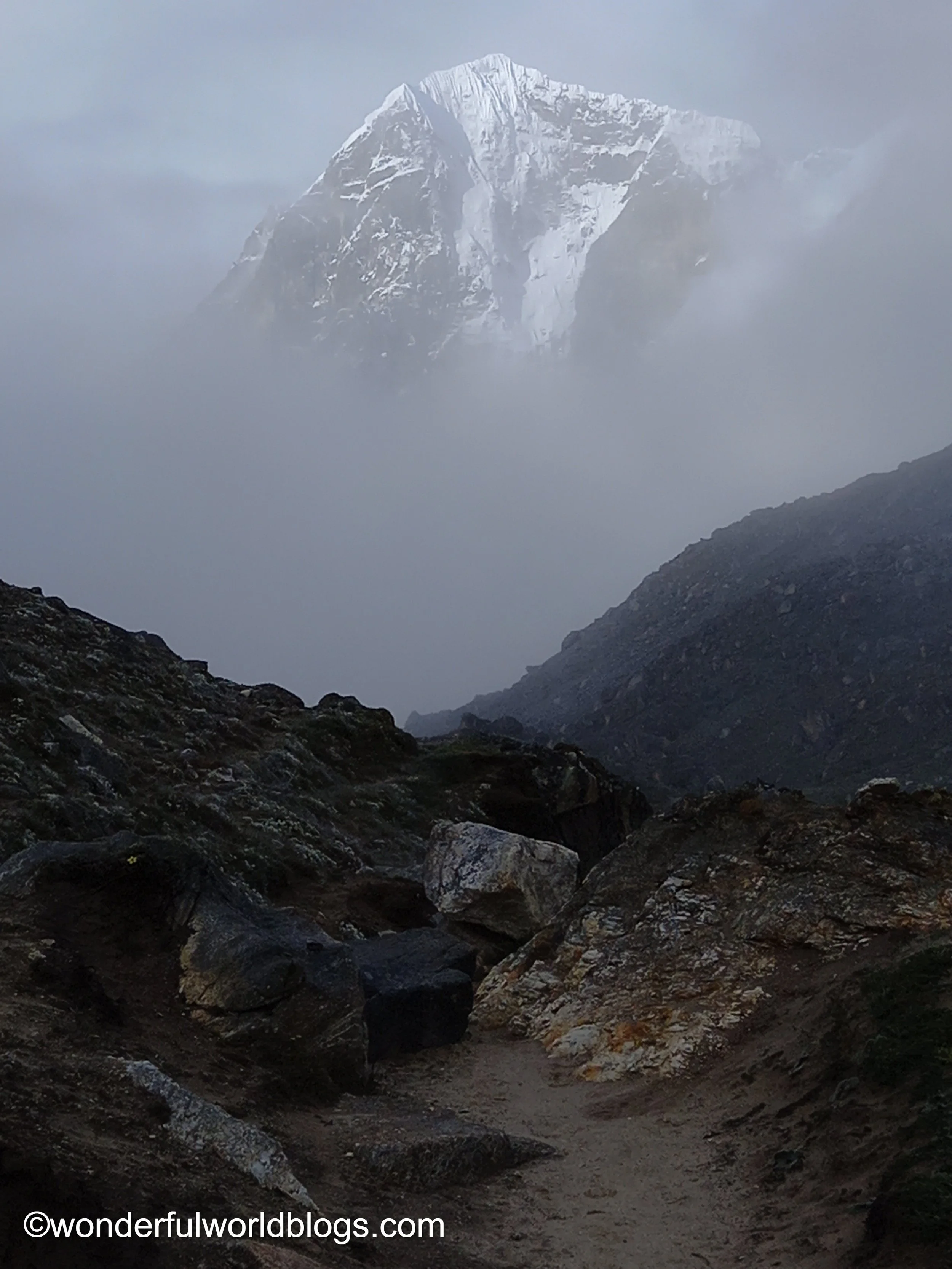 Mountain in mist Everest Base Camp Trek Nepal