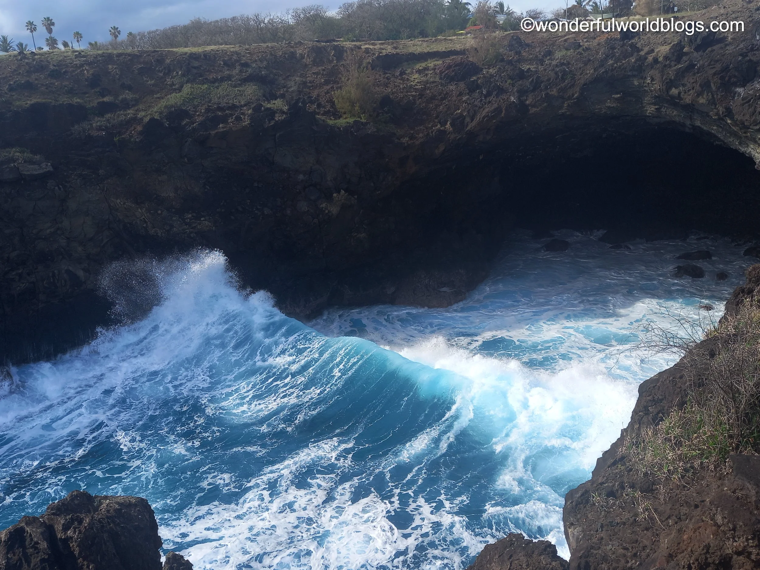 Big wave on coast of Easter Island Rapanui Chile