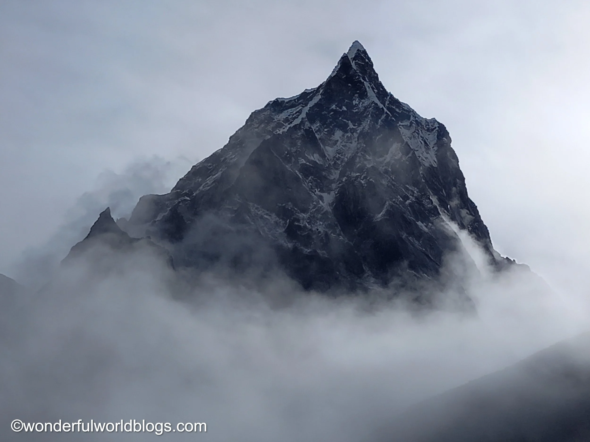 Mountain in mist Everest Base Camp Trek Nepal