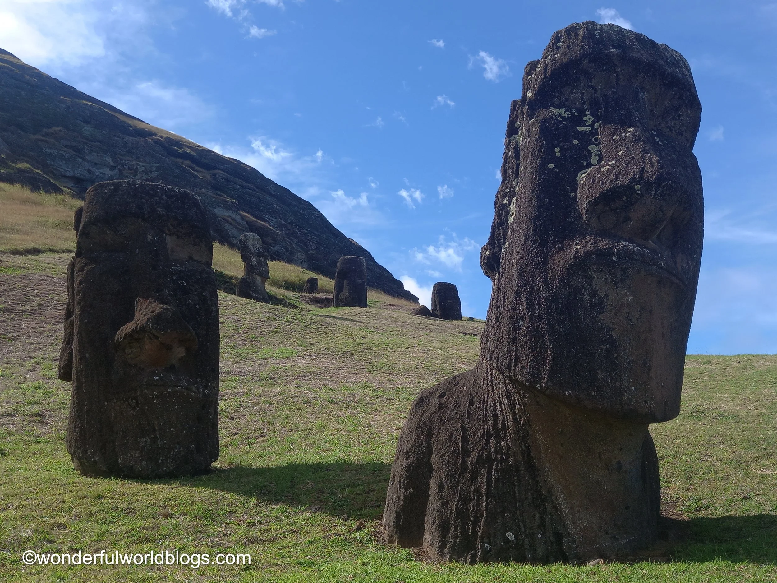 Moai in Rano Raraku Quarry Easter Island Chile