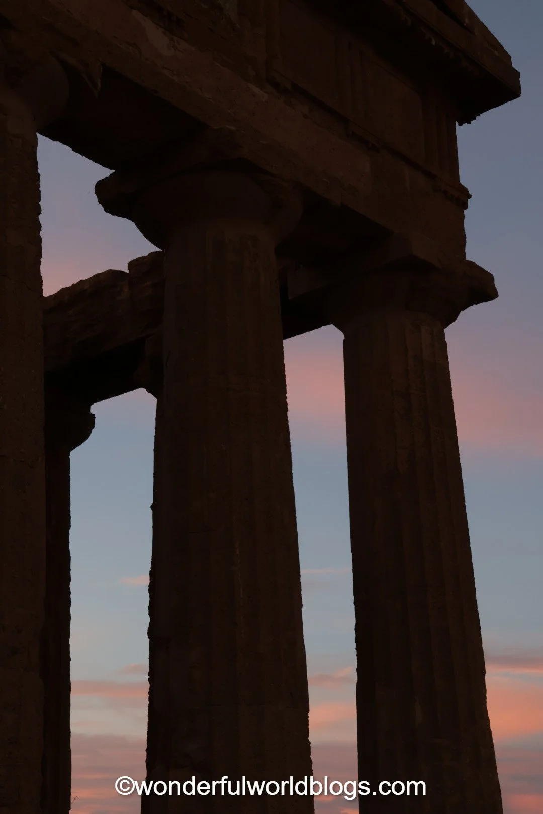 Greek temple at sunset in Agrigento Sicily