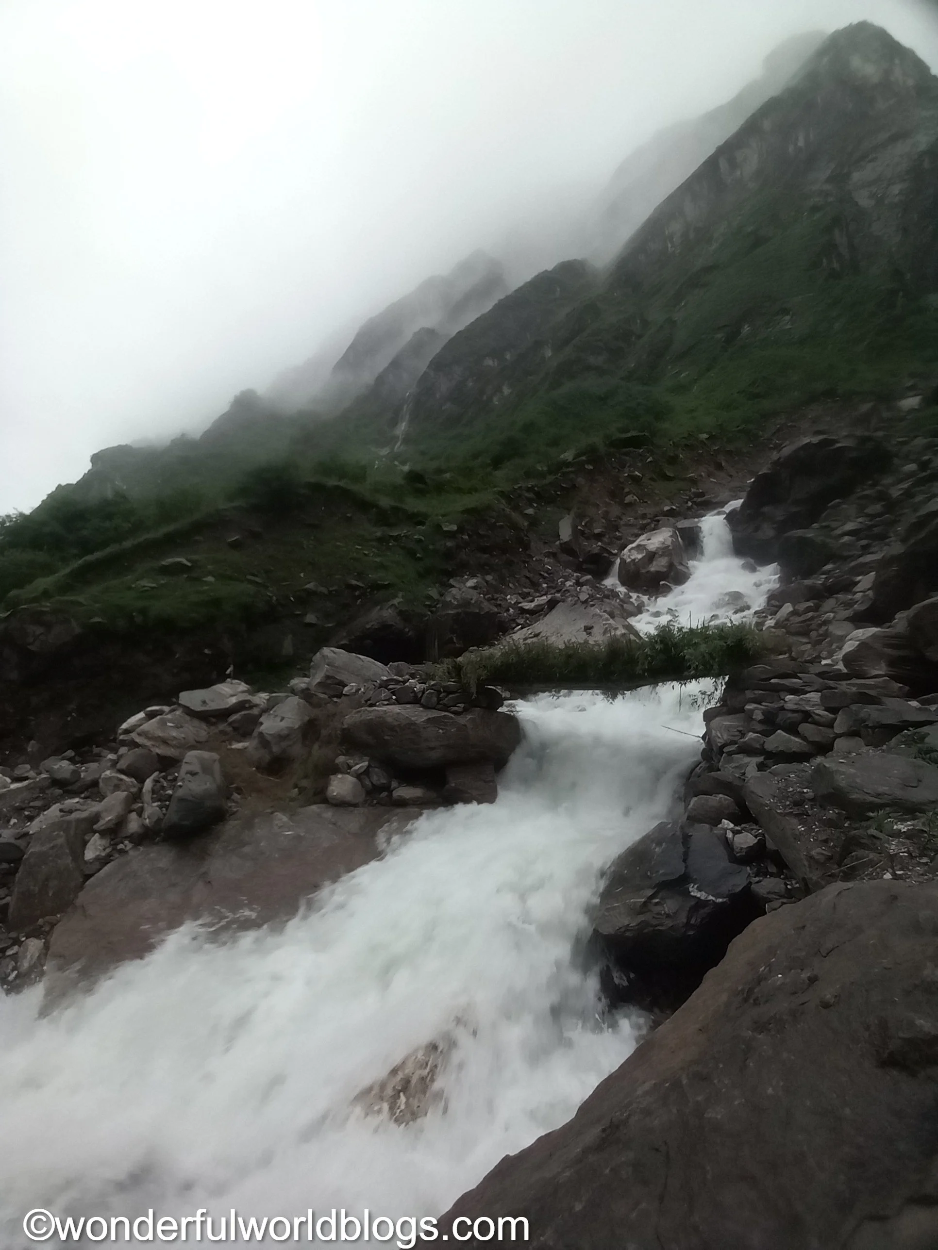 Bridge across river on Annapurna Base Camp Trek Nepal