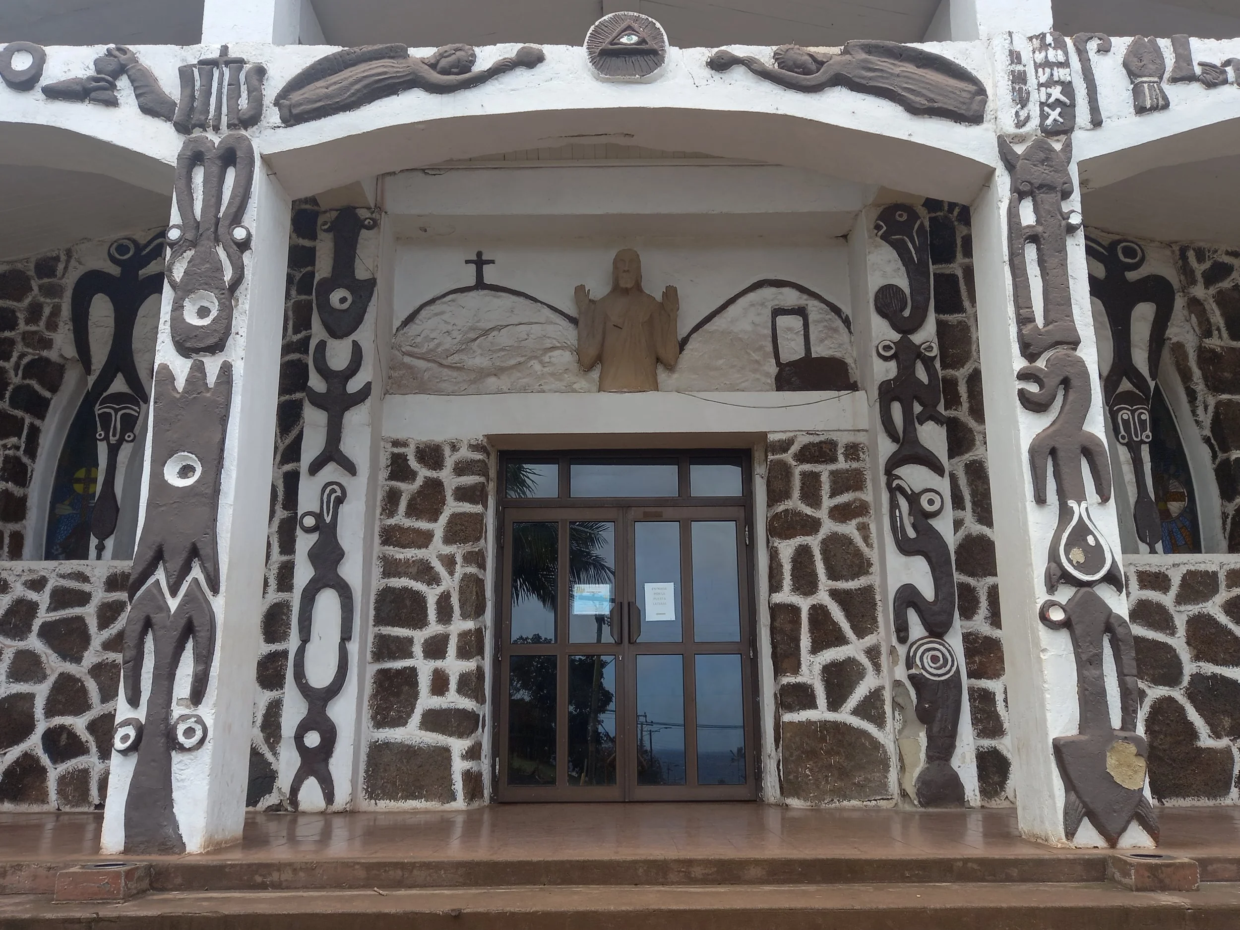 Entrance of church on Easter Island Rapanui Chile