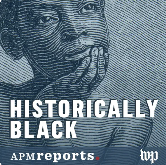 Close-up of a young boy with a contemplative expression, holding his hand over his mouth, with the words 'HISTORICALLY BLACK' and 'AP reports' overlaid.