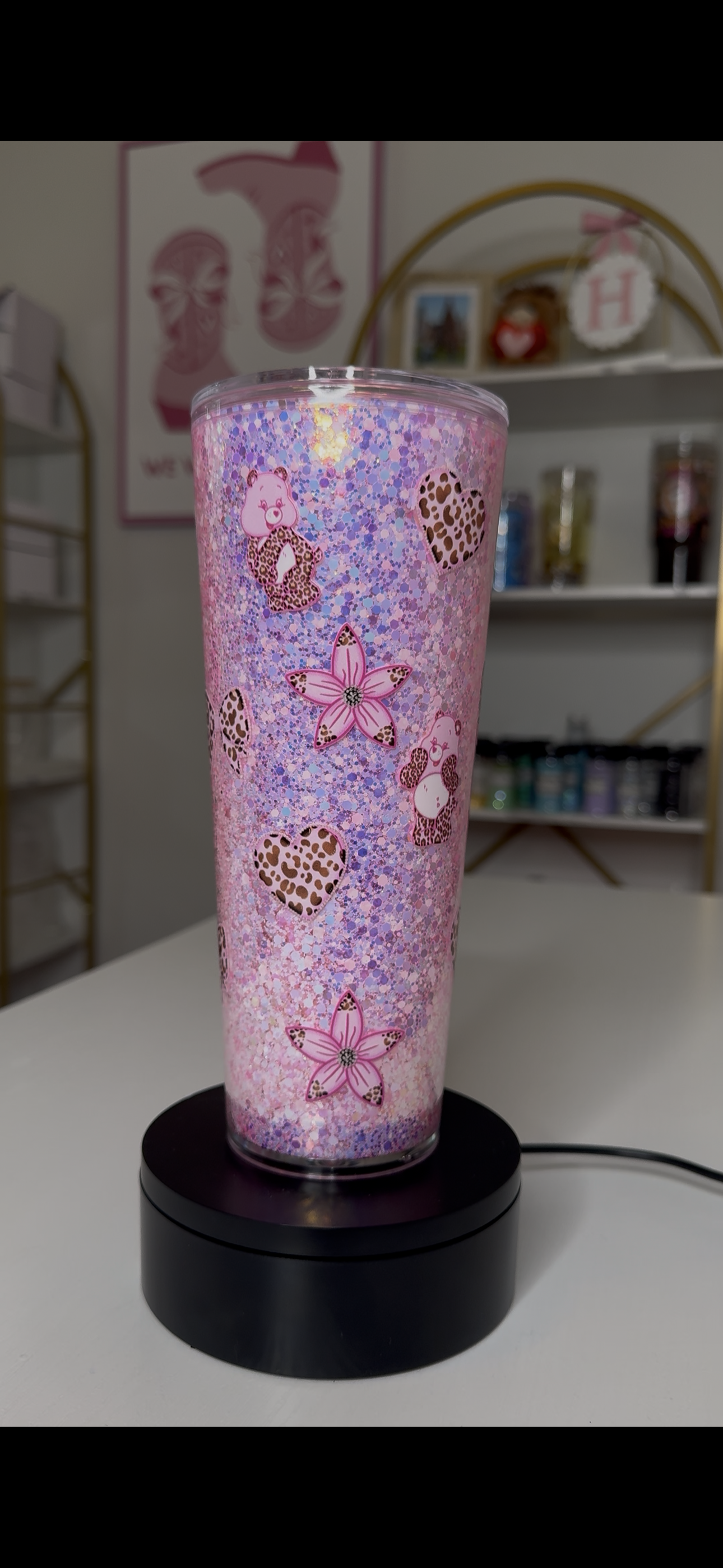 Leopard print care bear (24oz)