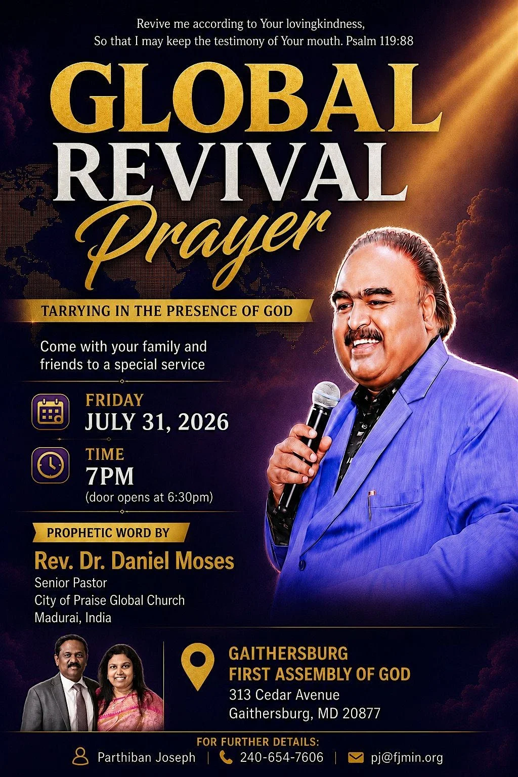 Speaker Rev Daniel Moses of Global Revival Prayer