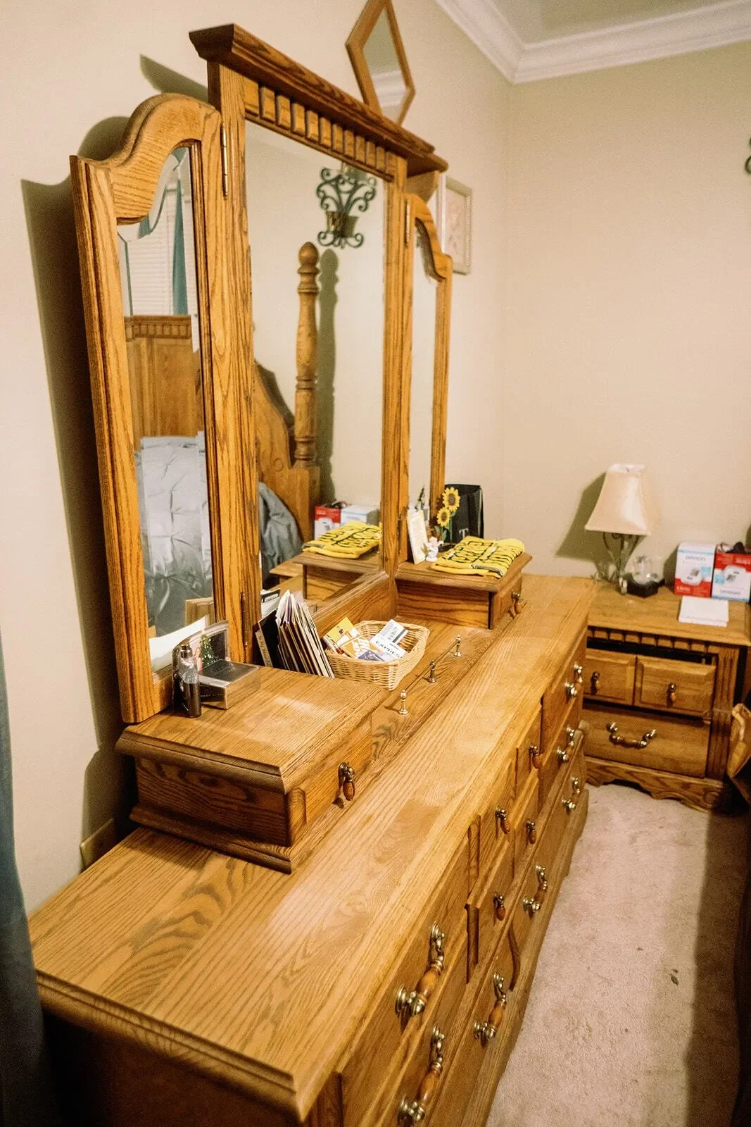 After of a clean dresser with no clutter and just the wood top