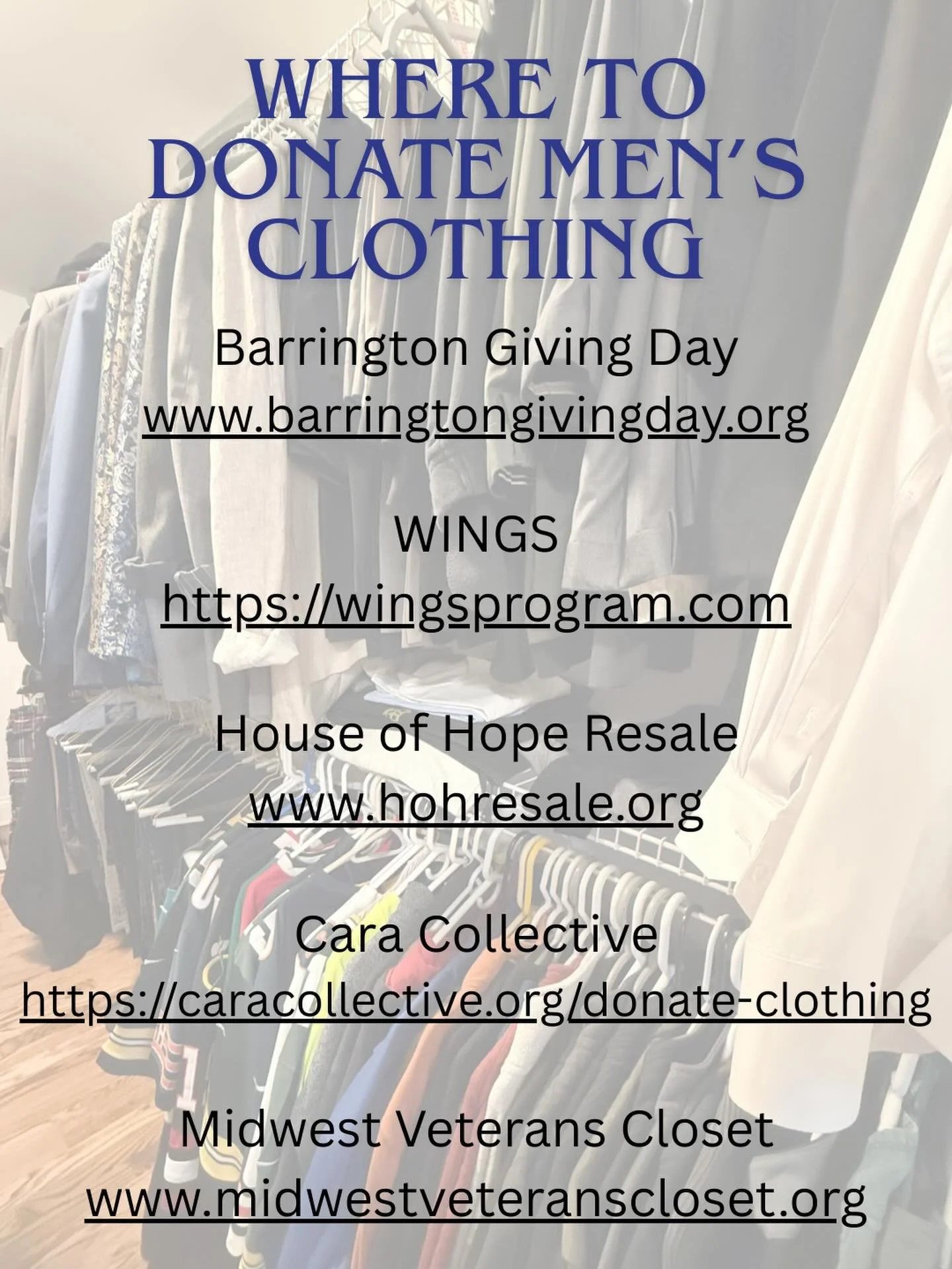 When it&rsquo;s time to rehome men&rsquo;s clothing, here are some local organizations that give these pieces a meaningful second life &mdash; supporting veterans, individuals reentering the workforce, families in crisis, and neighbors right here in 