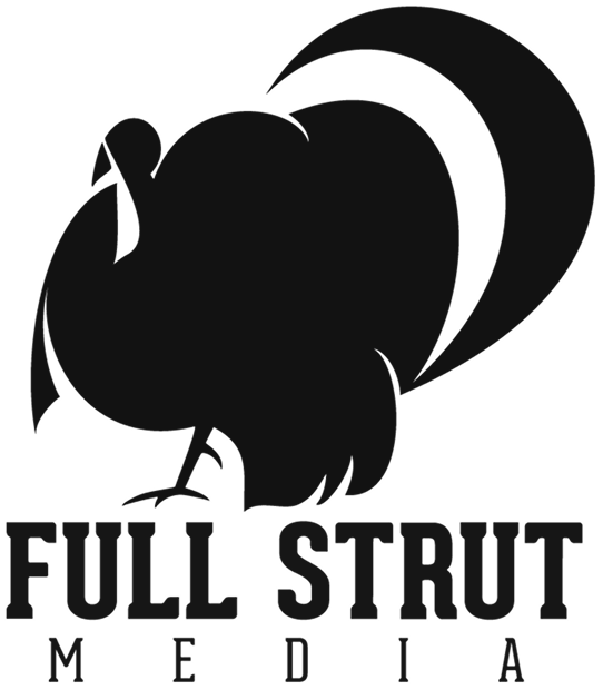 Silhouette of a rooster with the text 'FULL STRUT MEDIA' underneath.