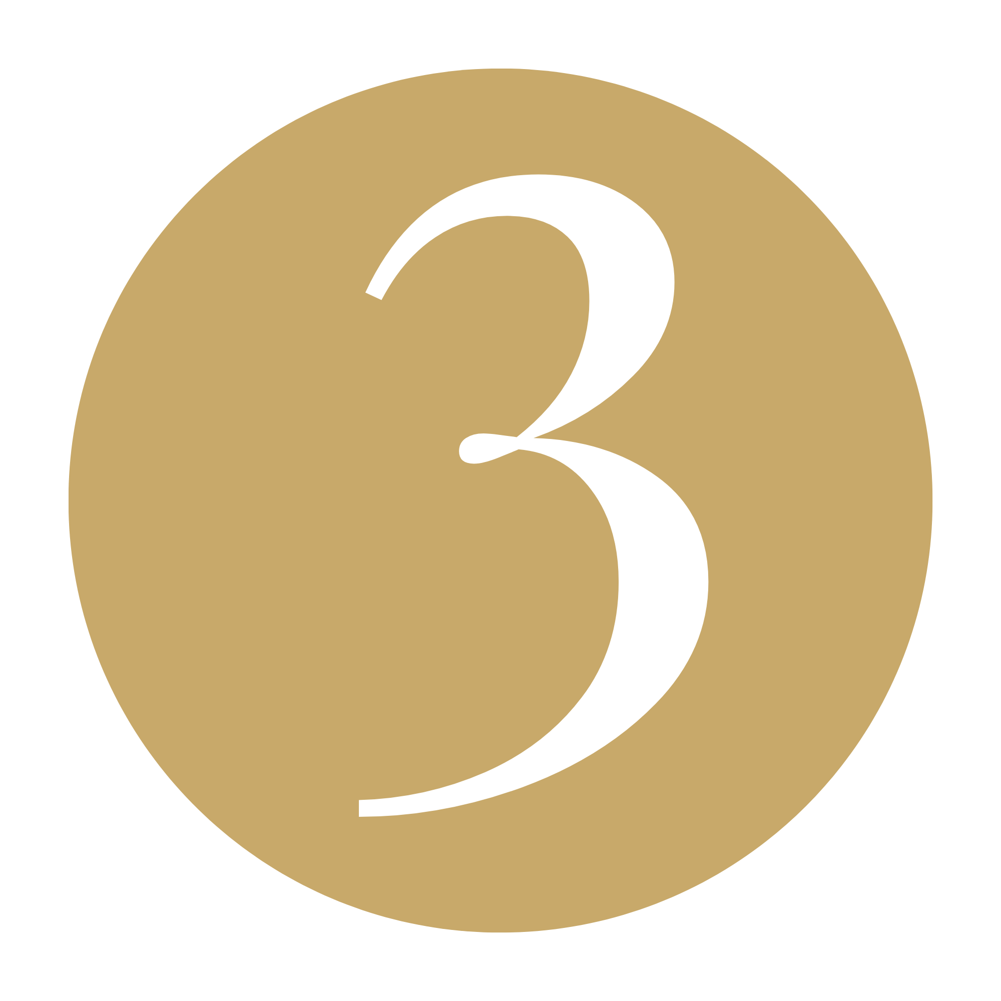 Gold circle with 3 in it