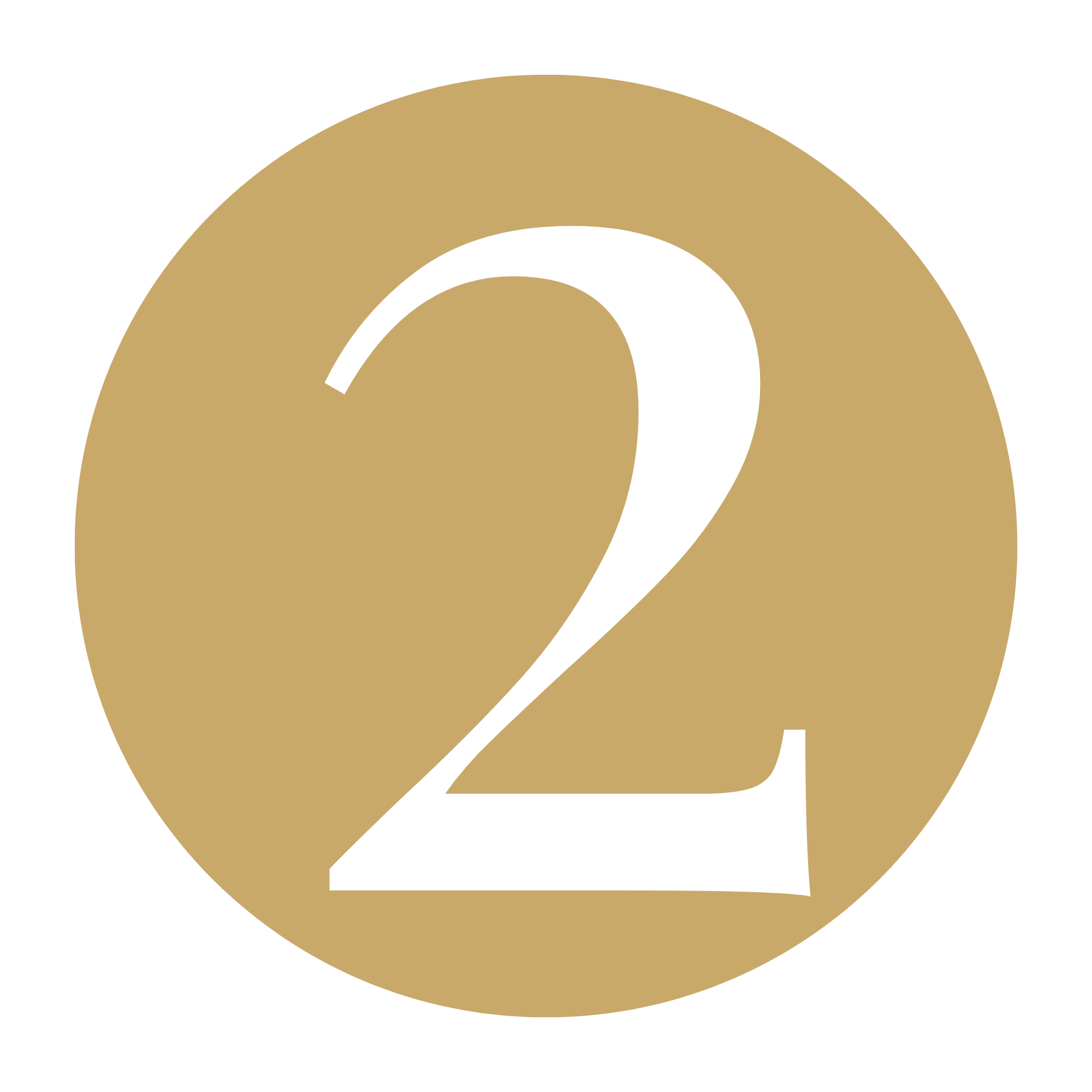 Gold circle with 2 in it
