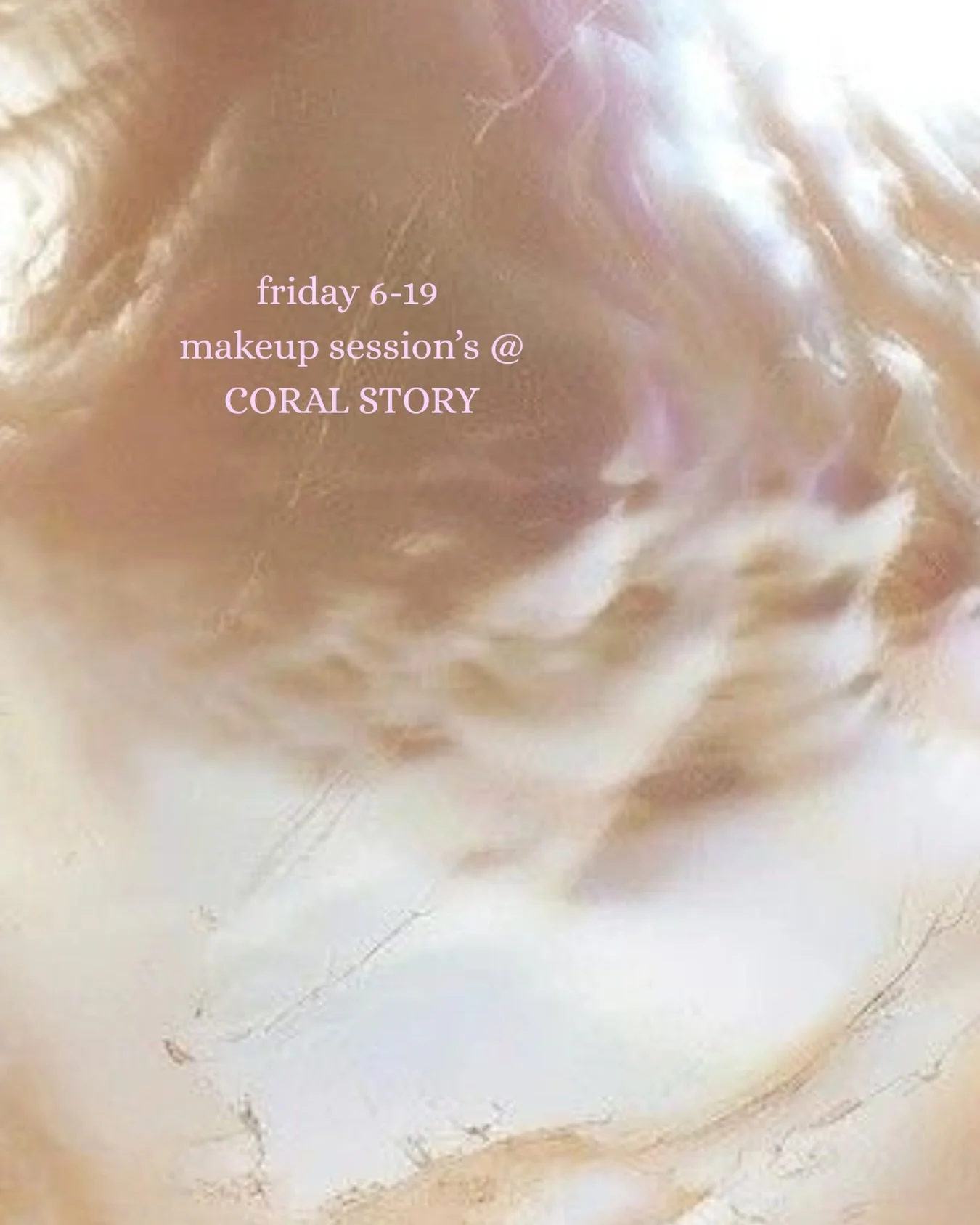 6-19 ~ once a month pop up for june 🪸

at coral story @coralstorybeauty ✨ 

a 2 hour beauty session to slow down, reconnect, and return to your own ritual with makeup and skincare. 

a gentle space to notice what feels most meaningful in how you car