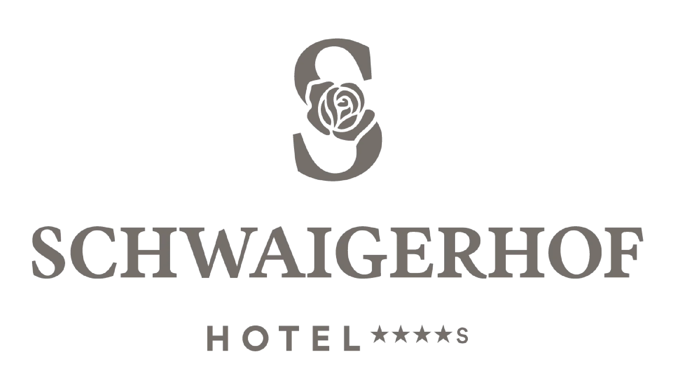 Logo des Hotels 'Schwagerhof' mit einer stilisierten Anker- und Herzfigur darüber, schwarzer Hintergrund, grauer Text.