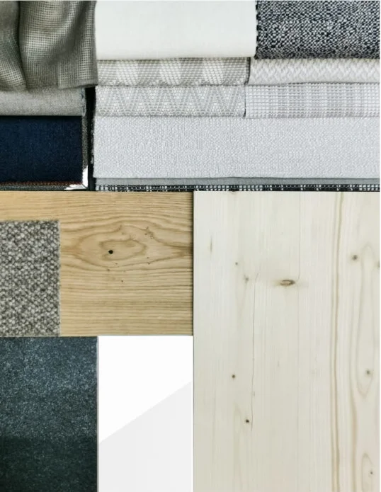 Verschiedene Muster und Texturen von Stoffen, Holz und Teppichen