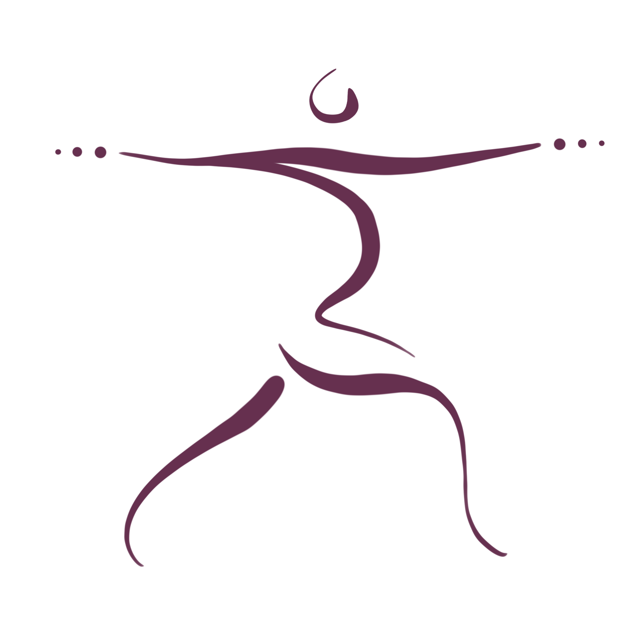 An abstract illustration of a woman's face with flowing hair in purple and black colors.