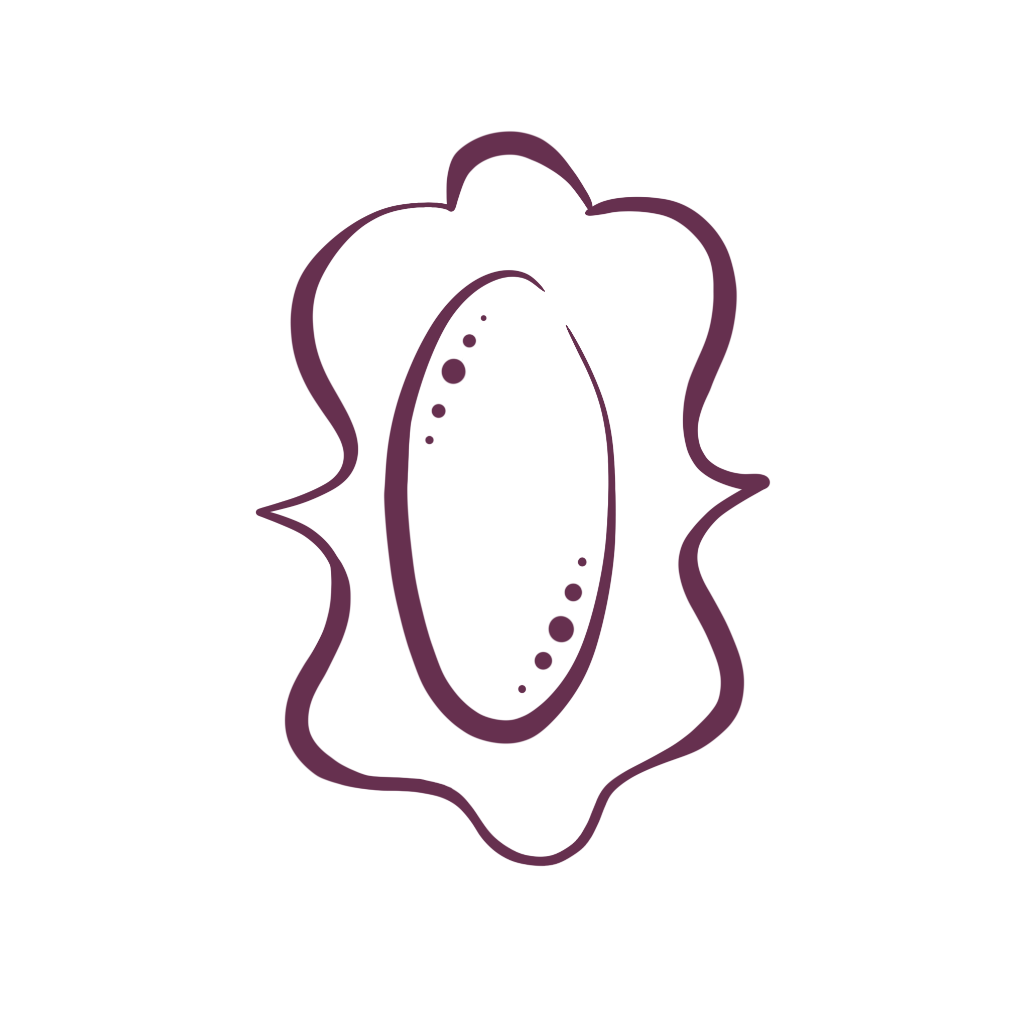 Stylized pink and purple flower outline on black background.