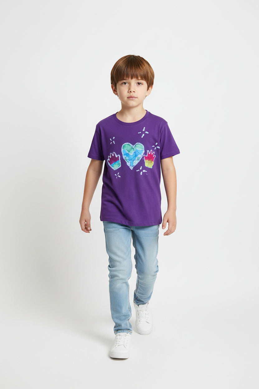 Hands of the World Kids T-Shirt Medium (10-12) Purple