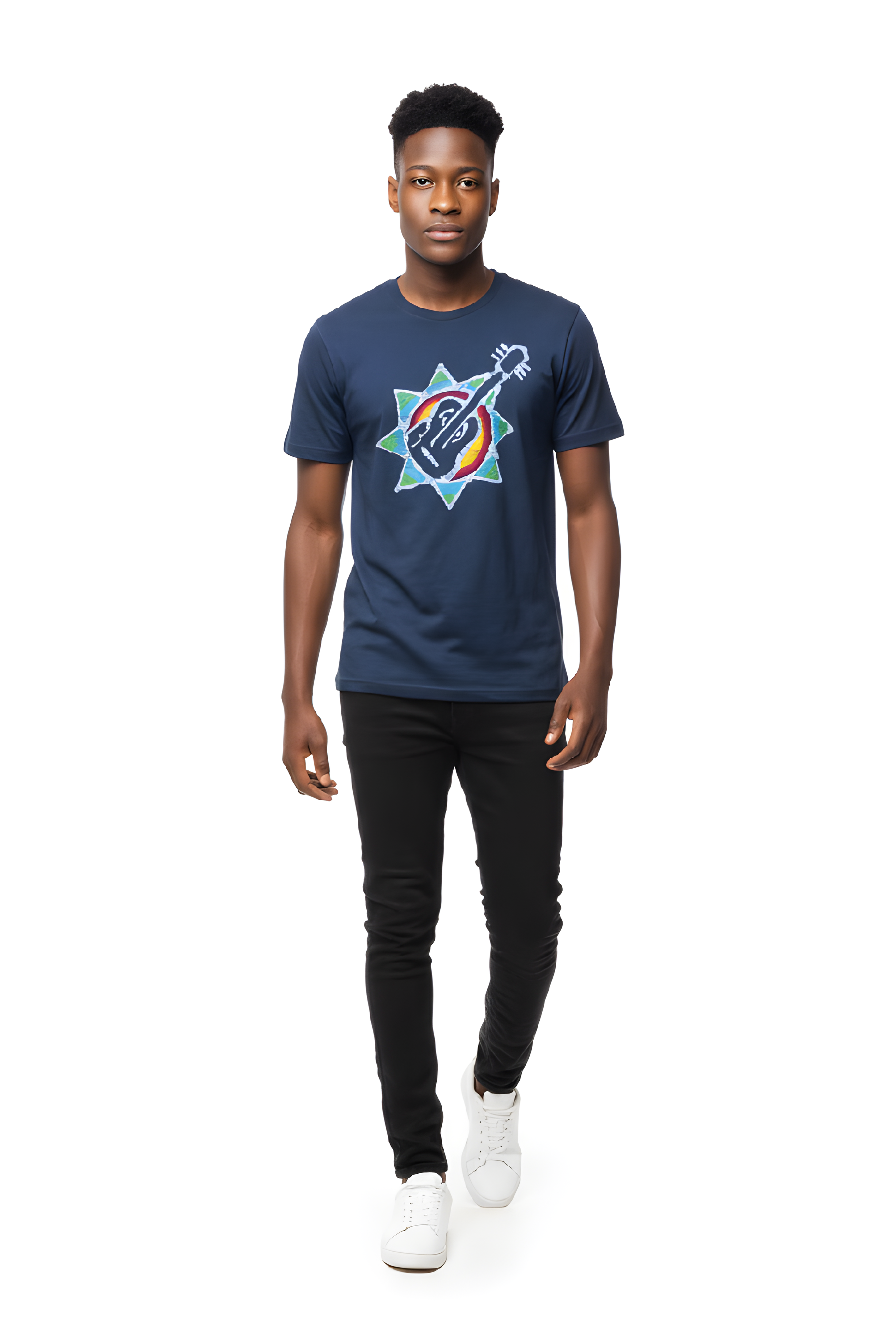 Guitar Unisex Short Sleeve T-Shirt Medium Blue