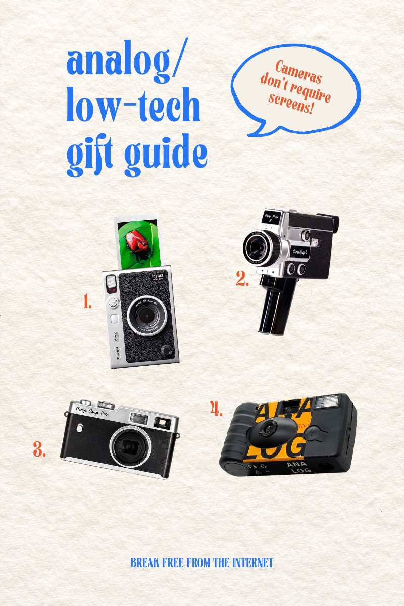 Analog and film cameras including Instax and Camp Snap