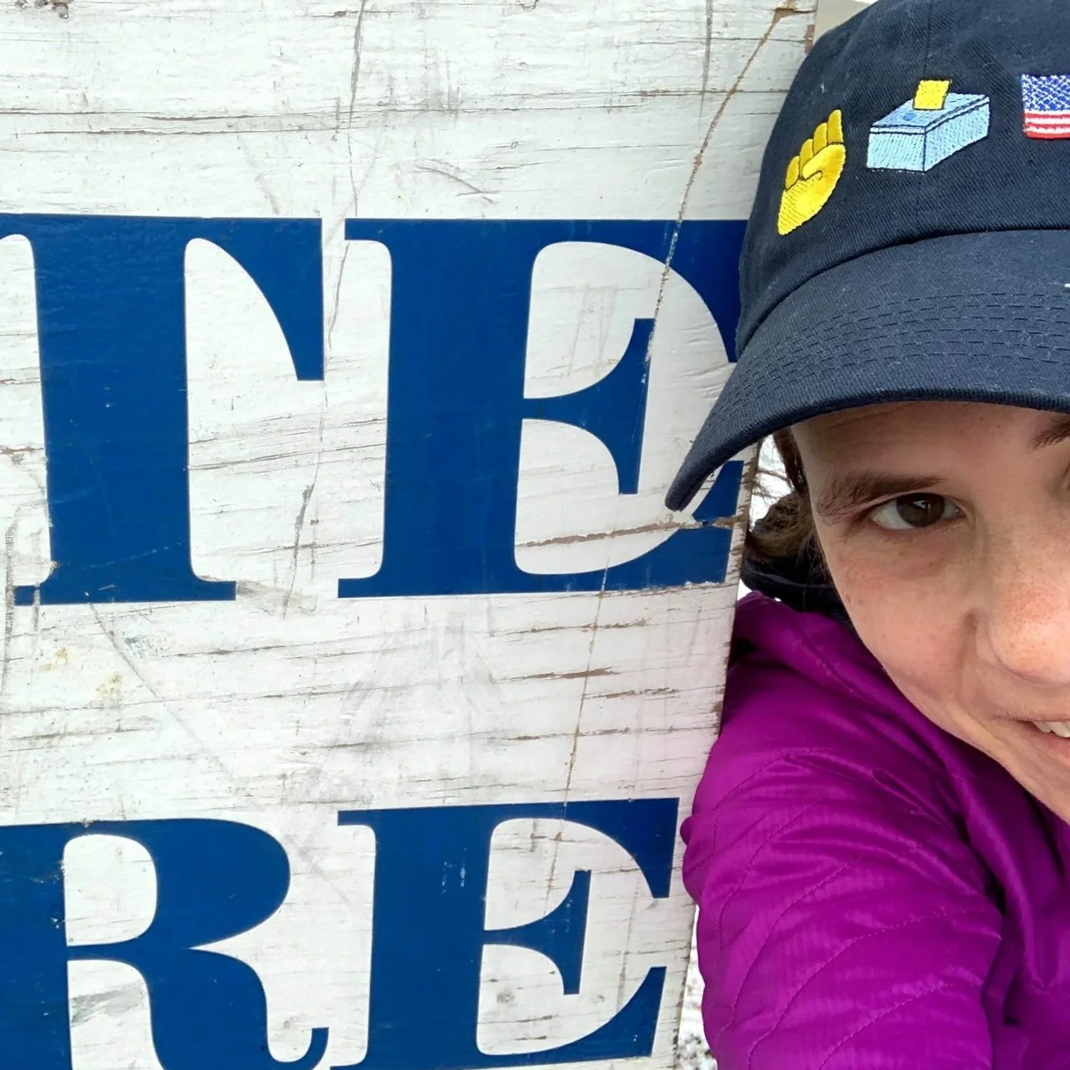 Joanna has clocked a lot of time standing at polling locations, talking with voters.