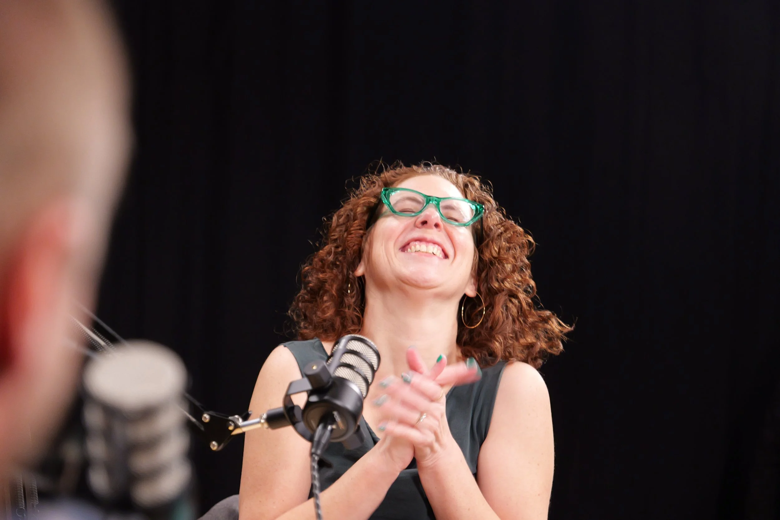 A lighter moment on the set of  her podcast, There's No "A" in Creemee