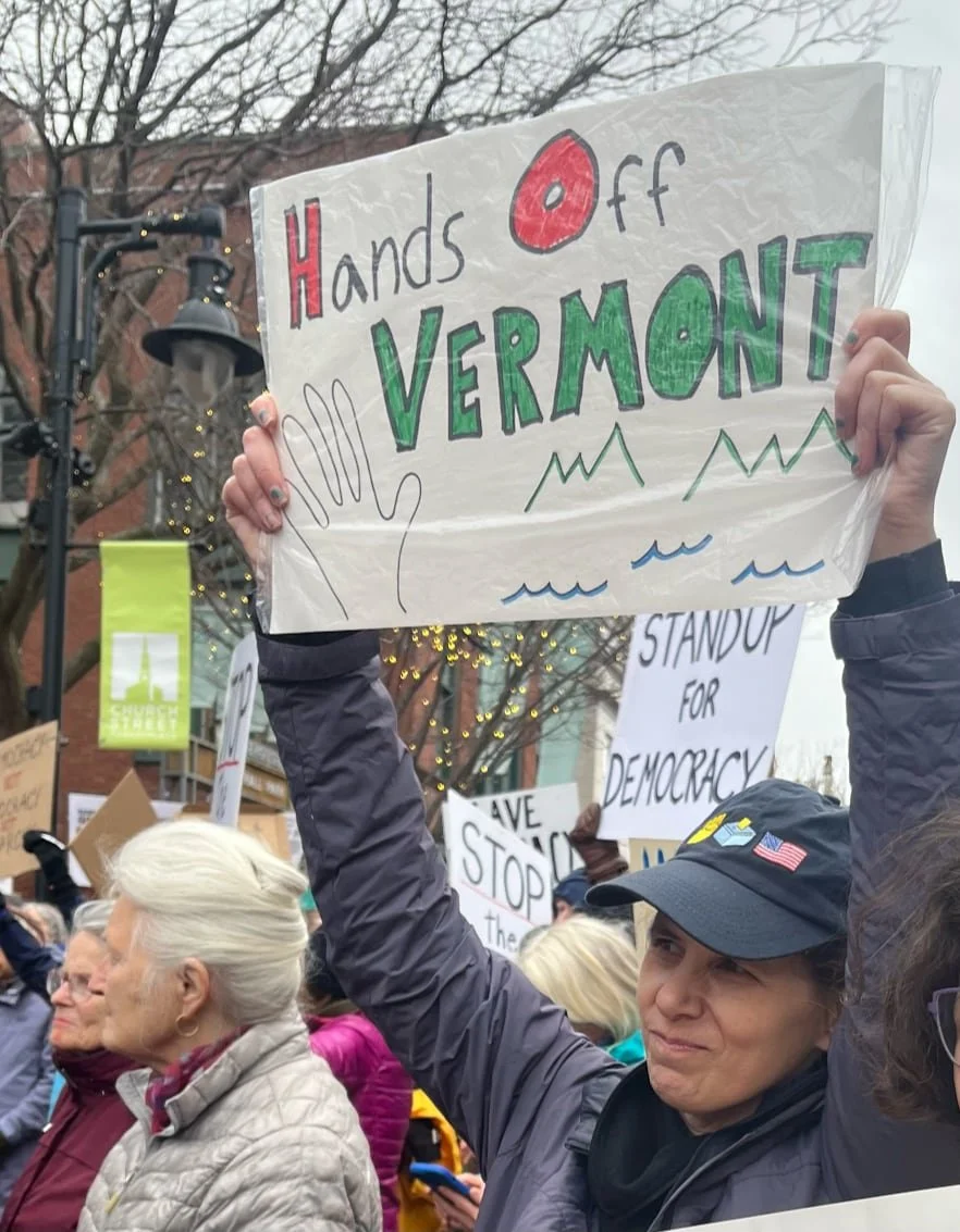 Joanna Grossman with her family at the Hands Off rally