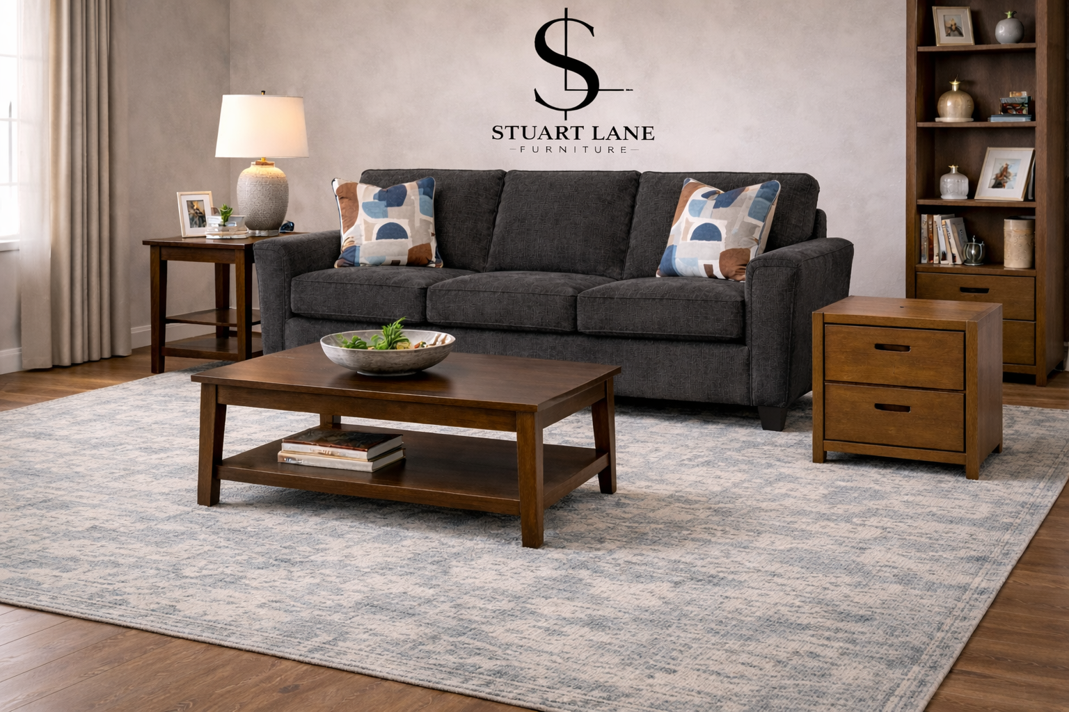 SLF3015-04 Sofa Sleeper  "Dante Dusk" fabric sofa sleeper, available in queen or full pullout beds. Features a soft, plush charcoal chenille cover. 
Key Features and Materials
Fabric: The sofa is upholstered in a soft, plush charcoalchenille cover, w