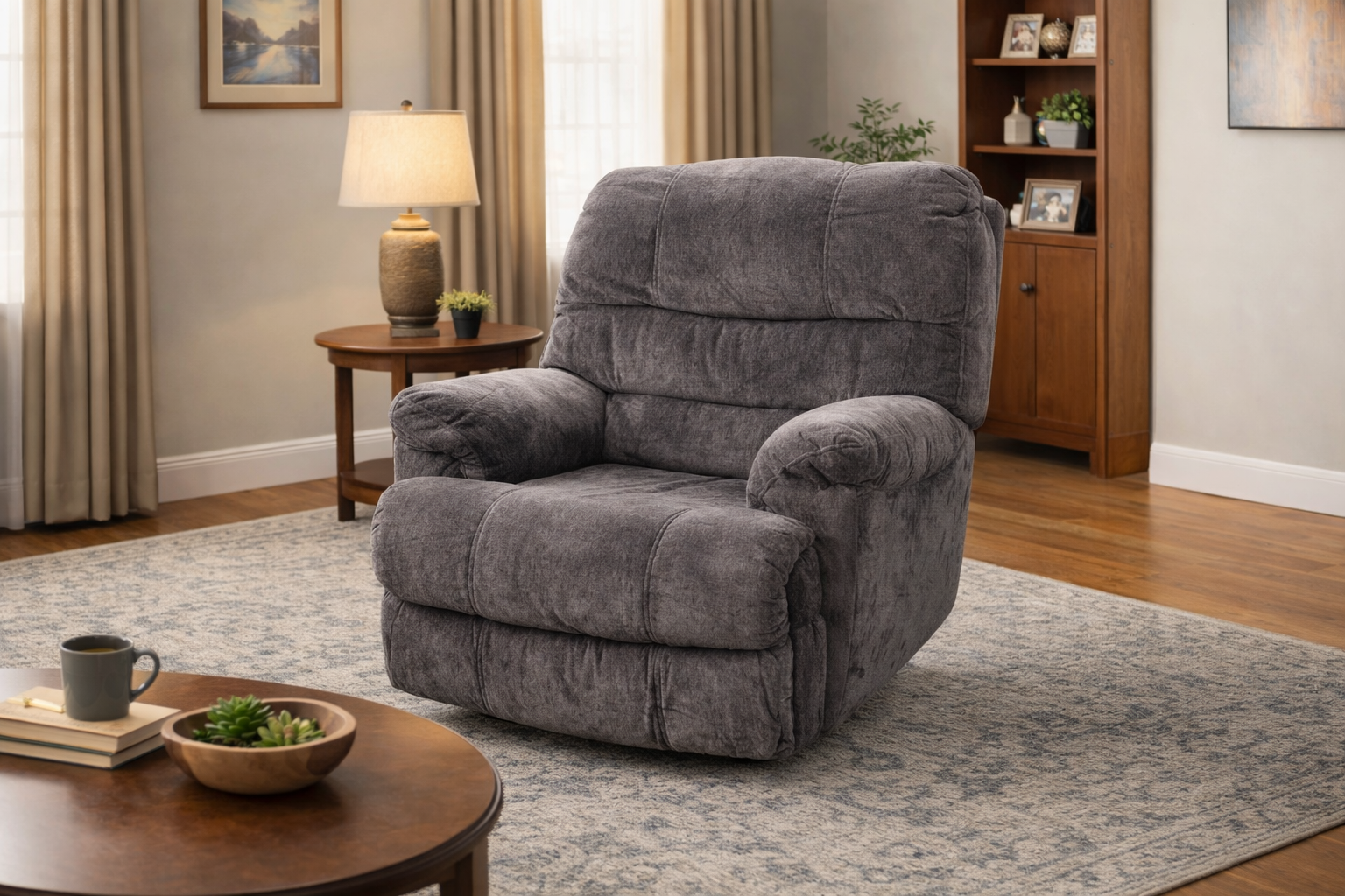 SLF571P Powered Recliner in Sunset Chocolate Features:
Comfort perfect for any room in the home
plush, velvet-like or chenille fabric in a luxurious chocolate color for a soft hand feel.
Welted detailing for added style.
Fully paded chaise footrest f