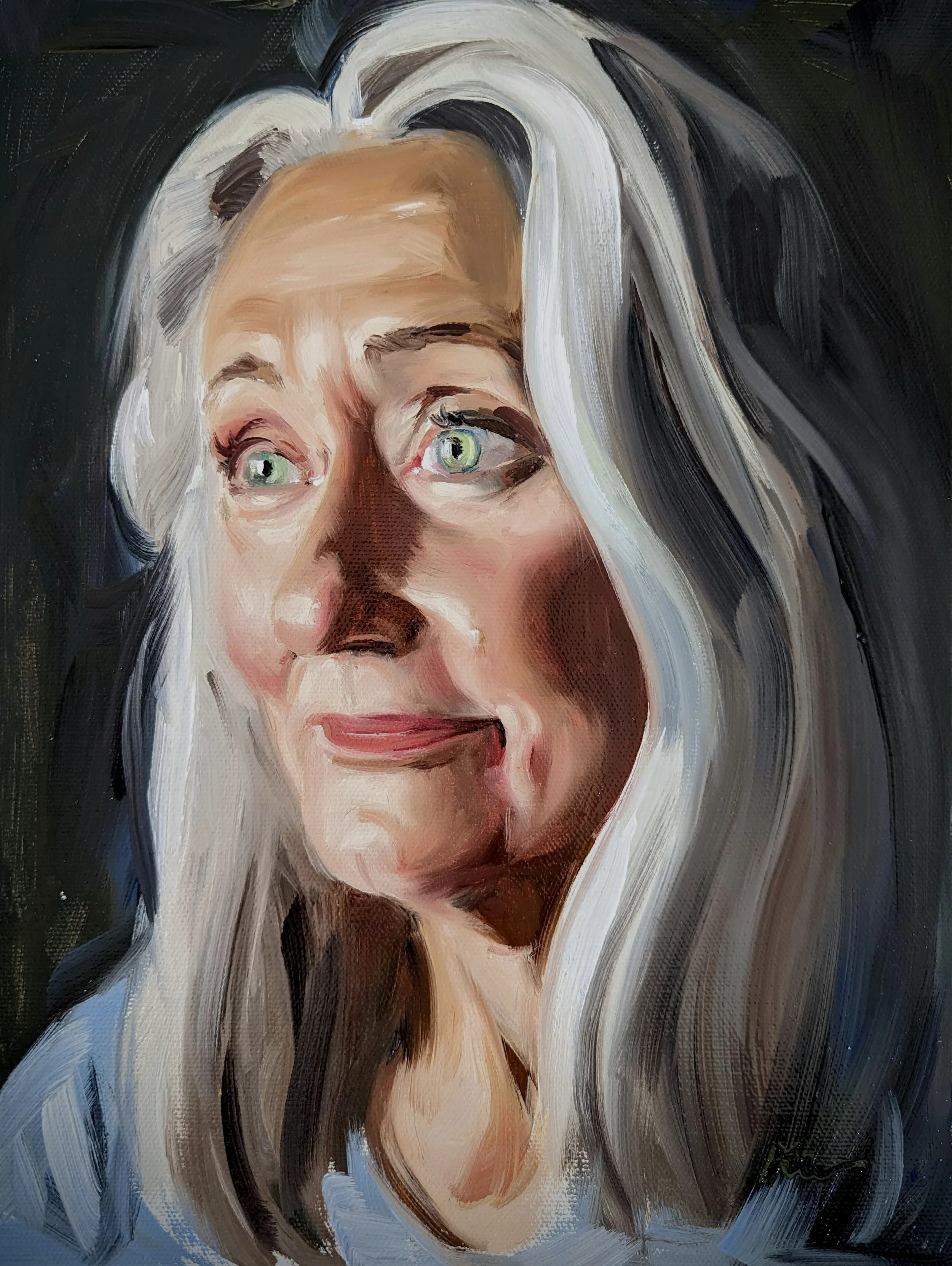 Portrait of my Mother, oil on canvas, 9x12