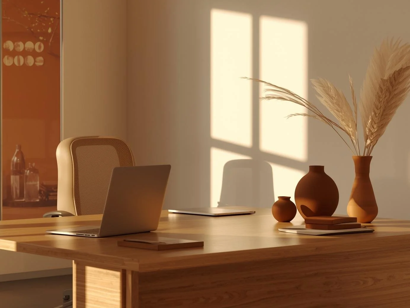 Warm minimal workspace representing career counseling support in Illinois.