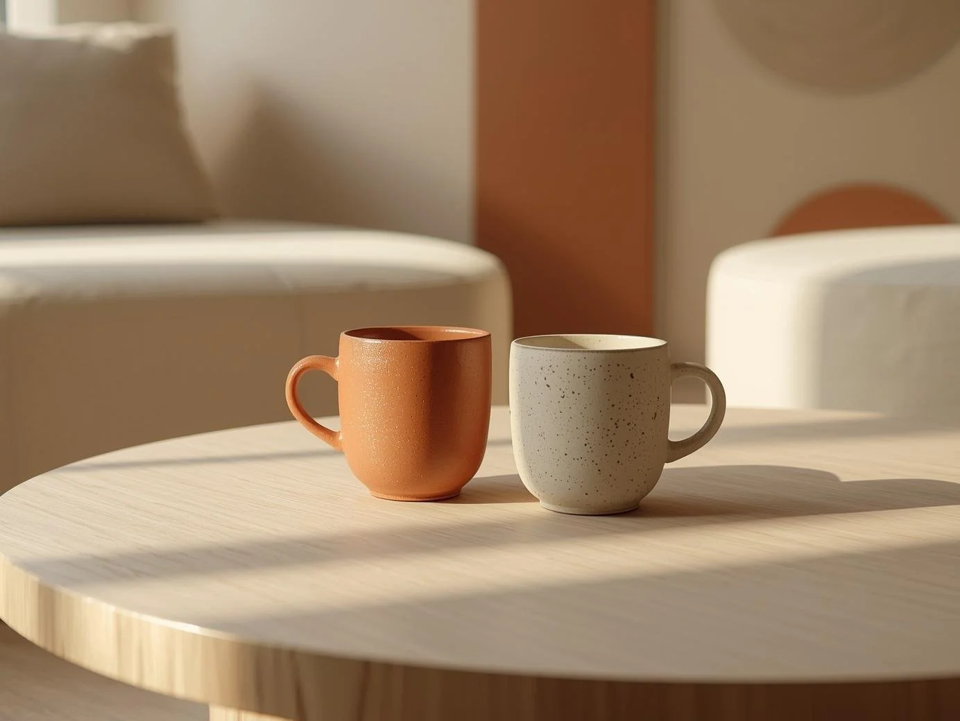 Two mugs on a wooden table symbolizing couples therapy support in Illinois.