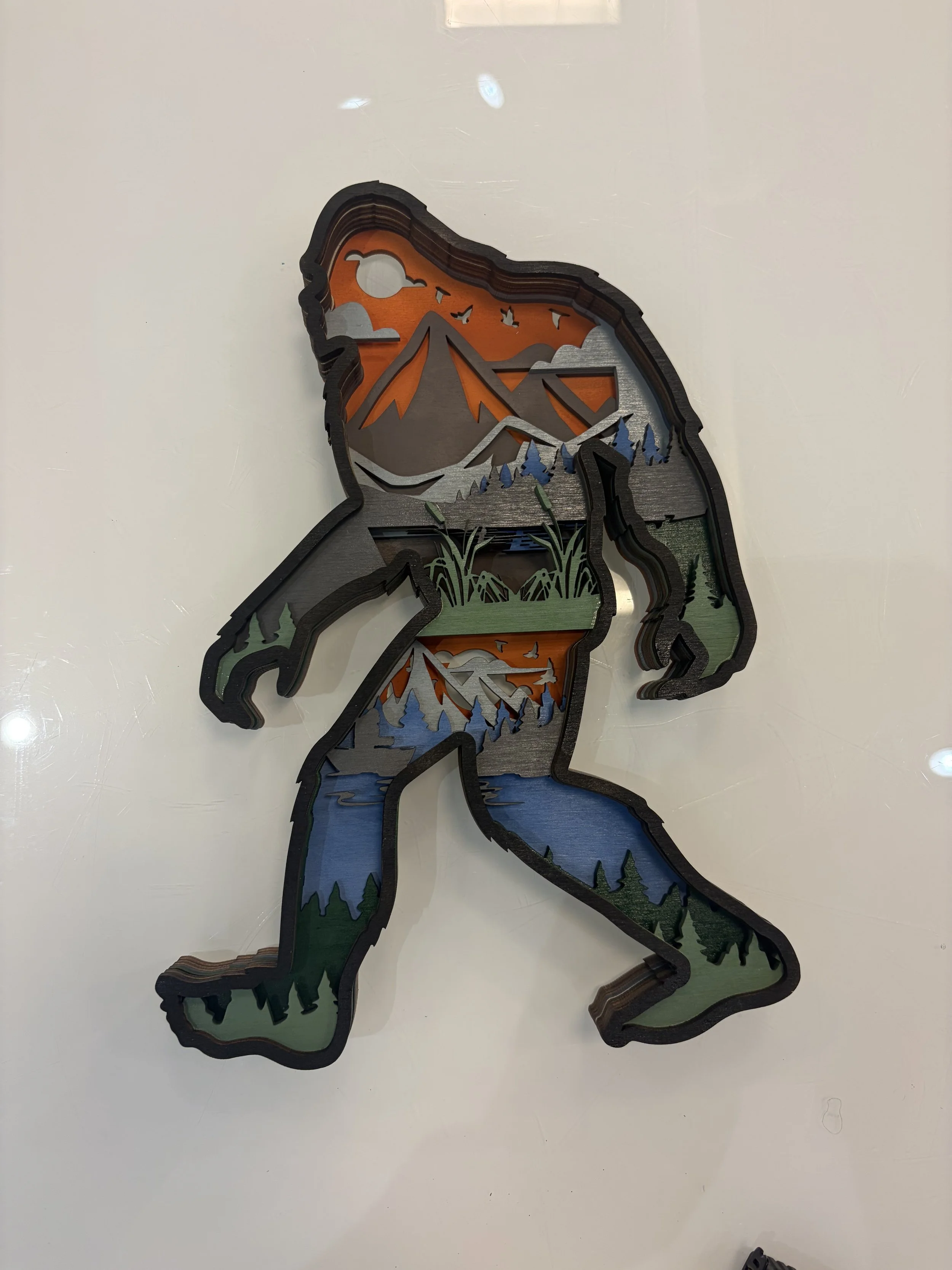 Bigfoot Wilderness – Layered Wood Shelf Art