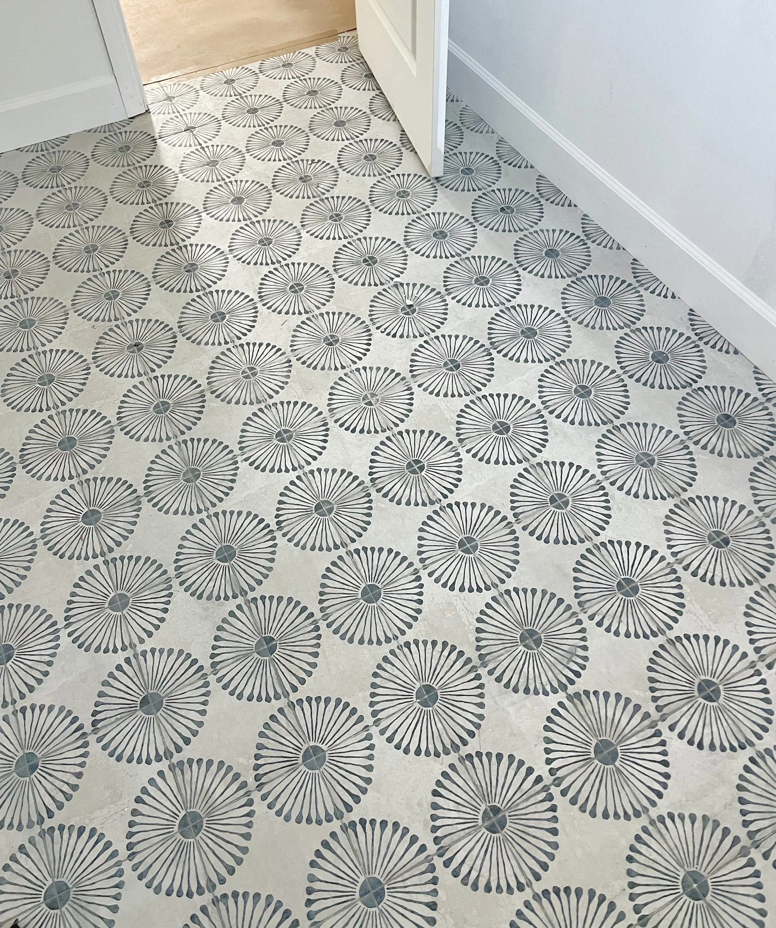 Patterned flooring detail geometric pattern interior