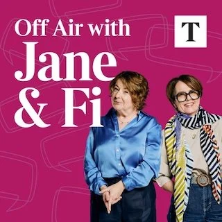  Off Air with Jane & Fi' featuring two women standing against a pink background, with the show title and a white 'T' logo.