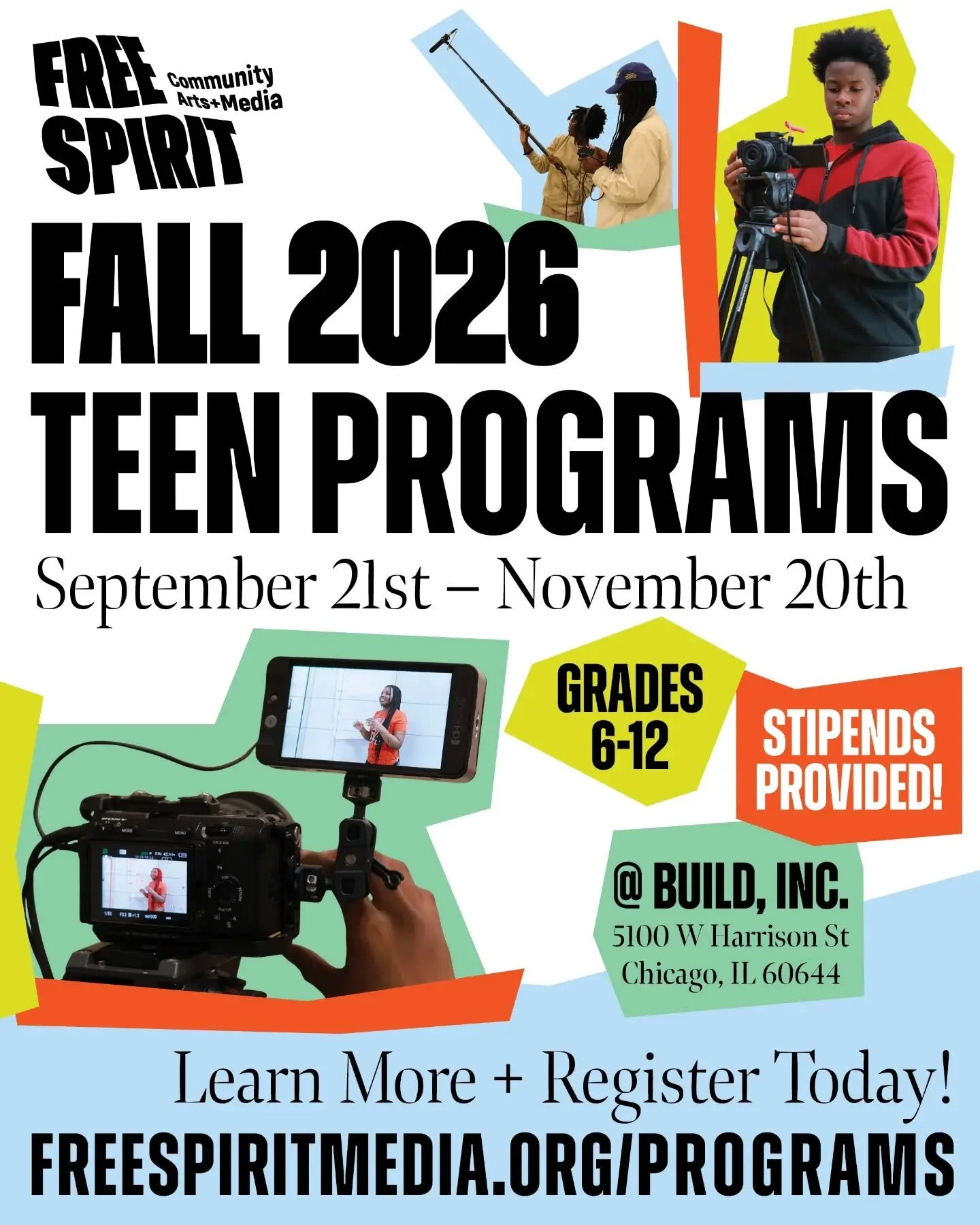 We have two new Teen Program offerings taking place at @buildchicago this fall! Spots are limited, so visit our website (link in bio) to register your middle or high school artist today 🍁