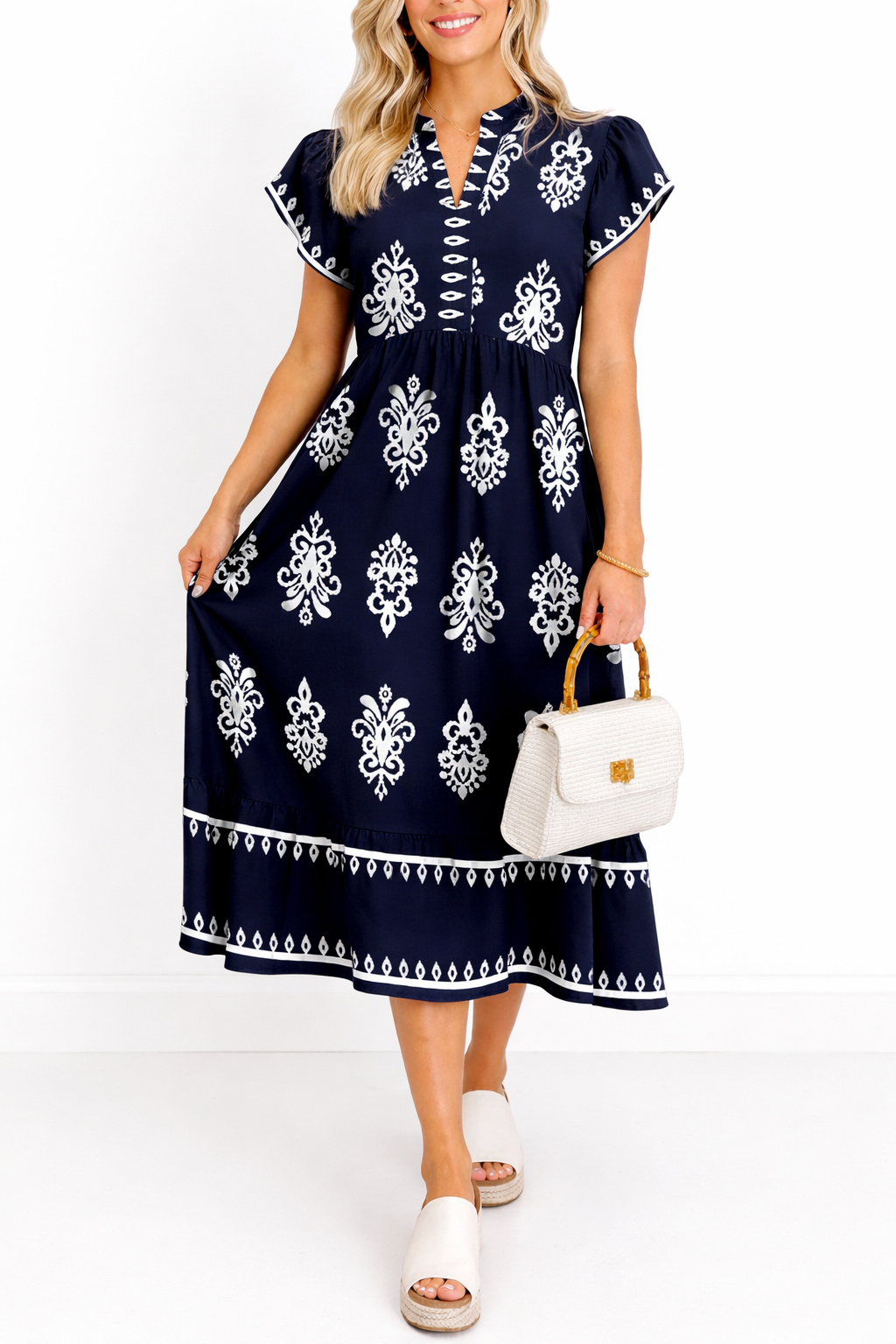 Midnight Magnolia Midi Dress