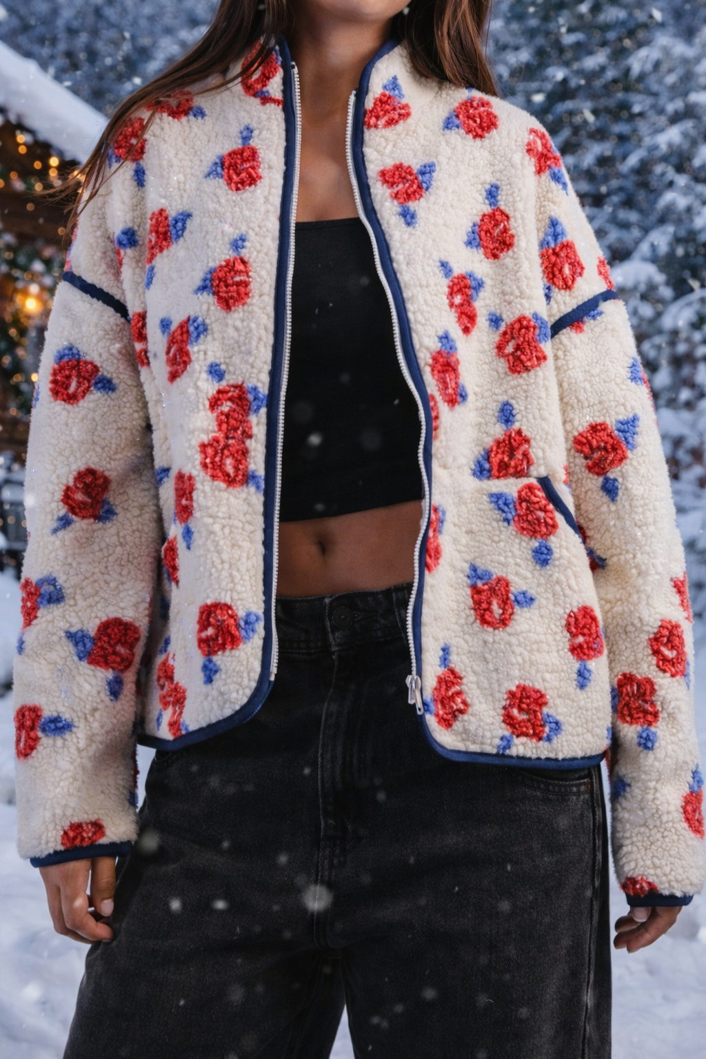 Rose Garden Sherpa Zip