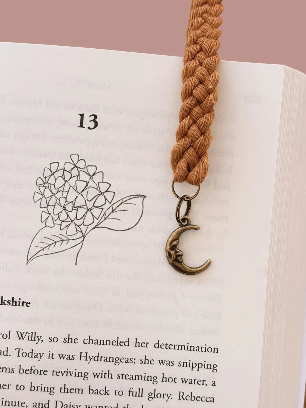 Crescent Moon Charm Bookmark - Mustard