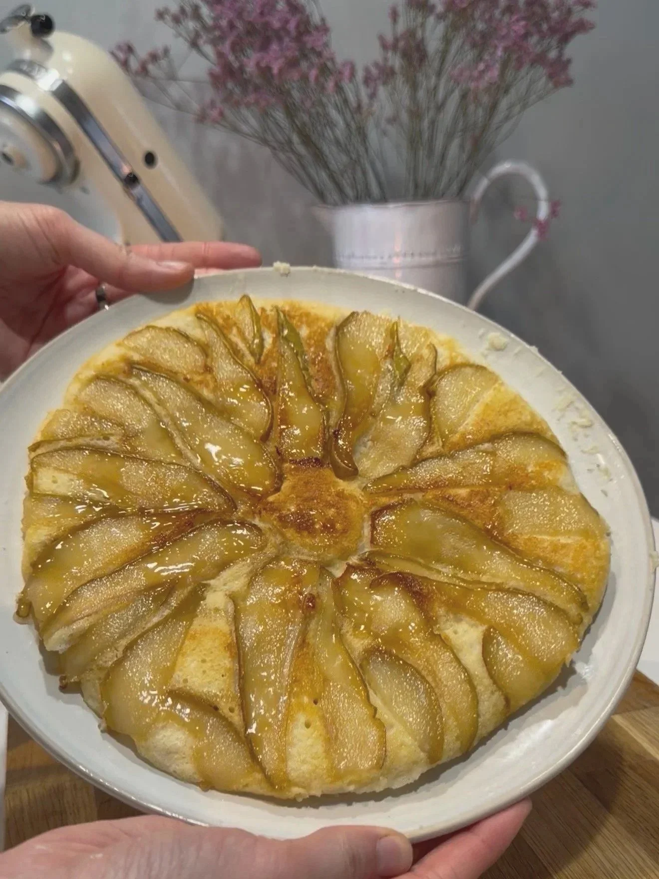 caramelised pear protein pancakes