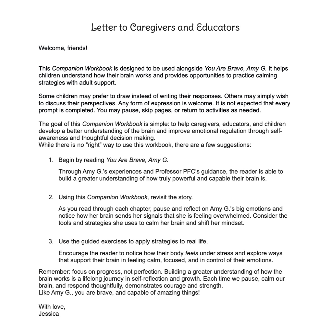 Interior page from You Are Brave, Amy G. Companion Workbook