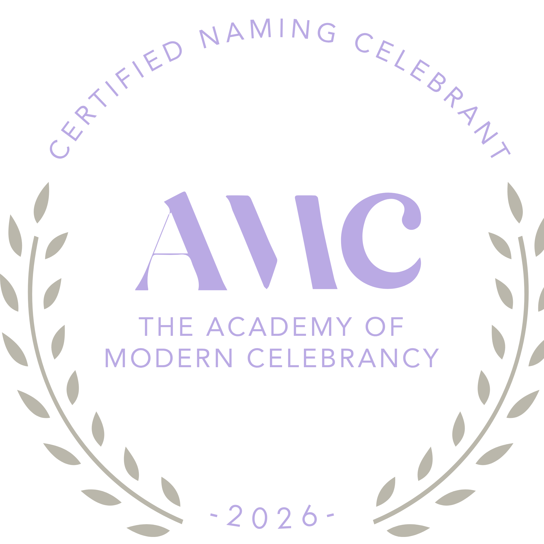 AMC qualified and certified Naming celebrant badge