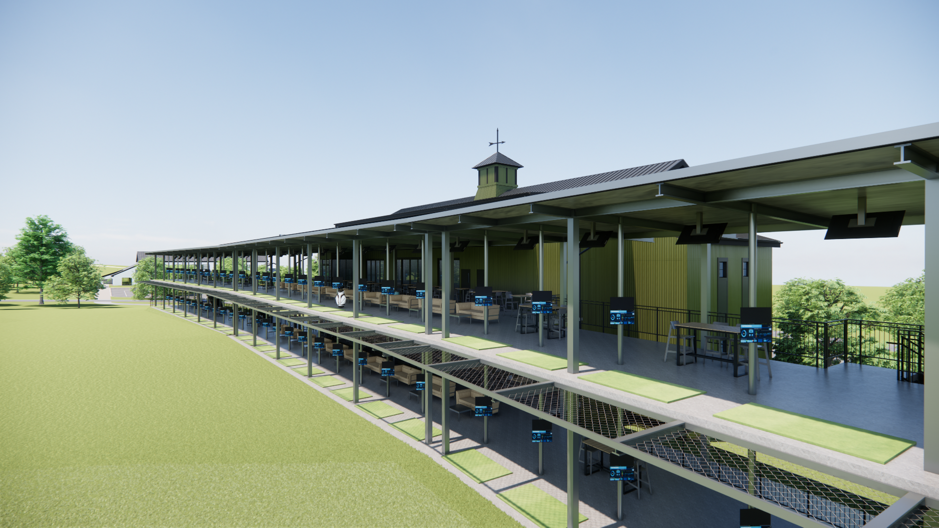 Two story driving range at Cobbs Creek campus in Philadelphia