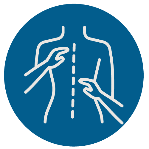 Illustration of a person checking their chest and side for medical or health symptoms.