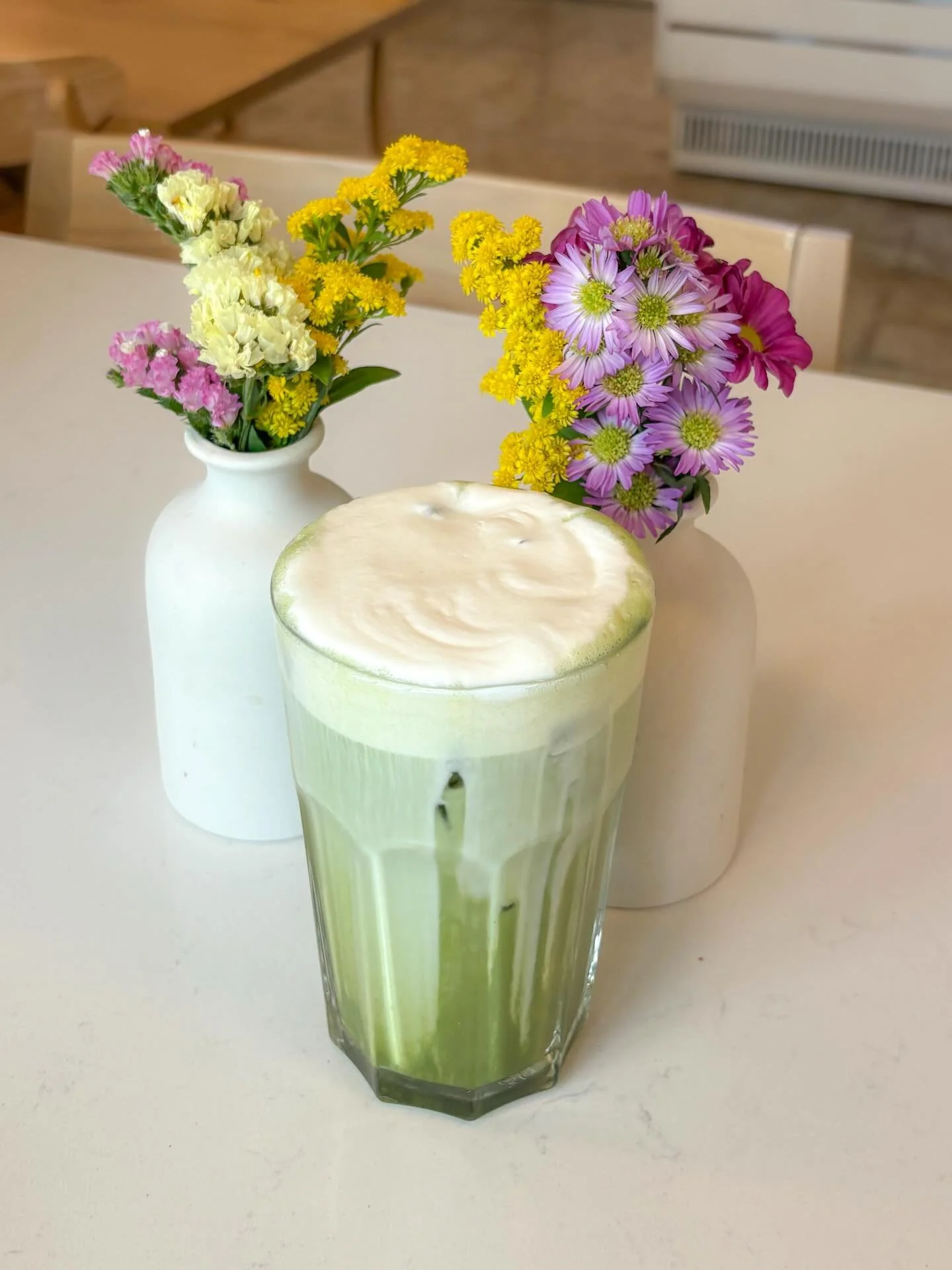 April showers bring May&hellip;. Matchas? Spring is in full floral bloom with our lavender matcha with vanilla cold foam 🍵💜 #aprilshowers #matchalatte #coffeerecipes
