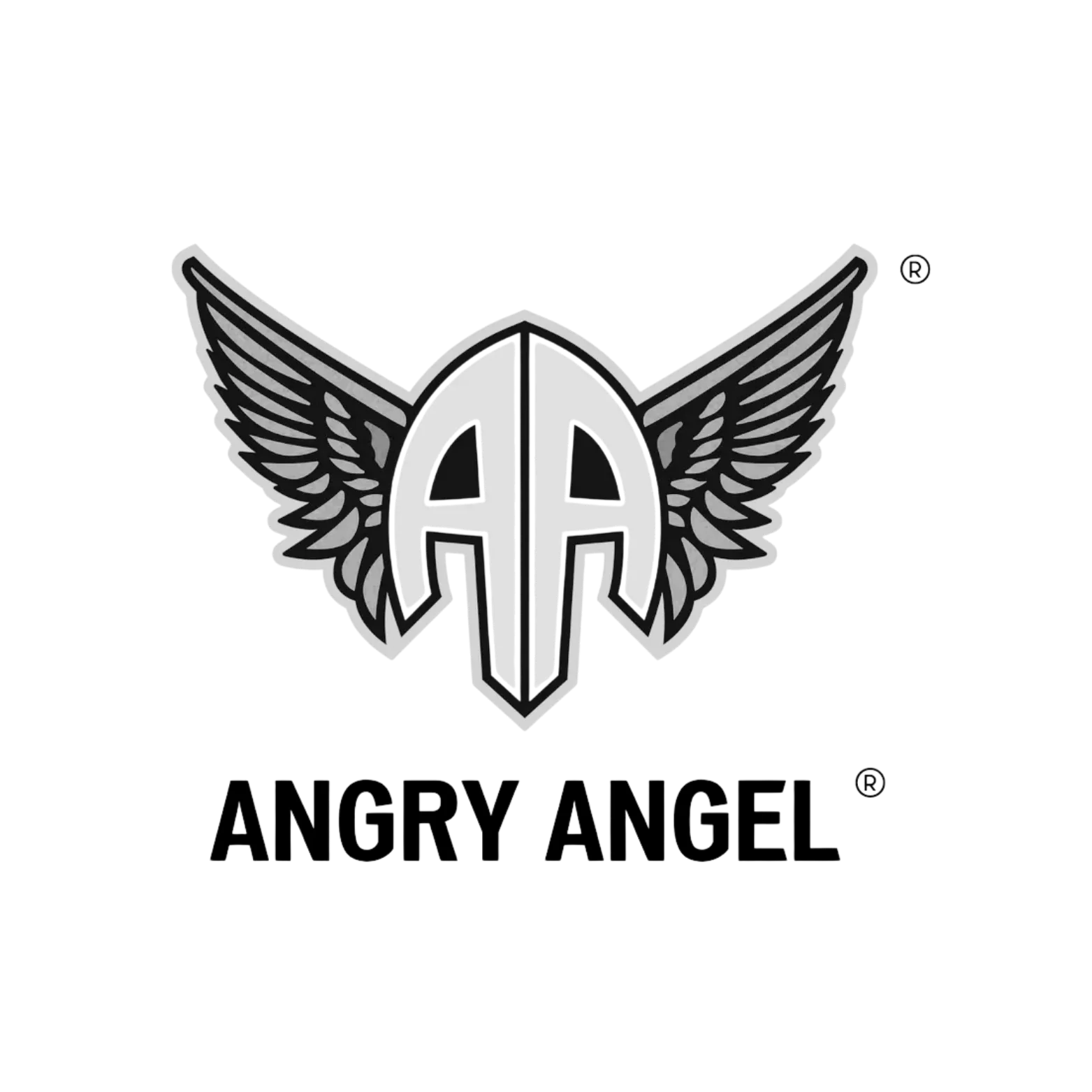 Black and white logo for Angry Angel.
