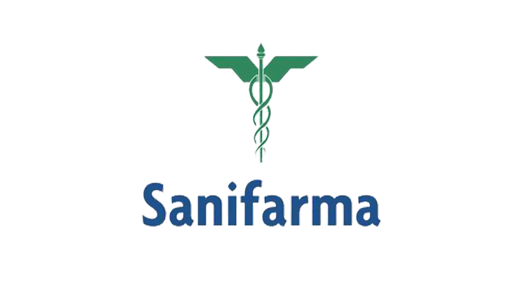 Logo del servizio sanitario italiano, con un simbolo di un caduceo verde e la scritta 'Sanifarma' in blu