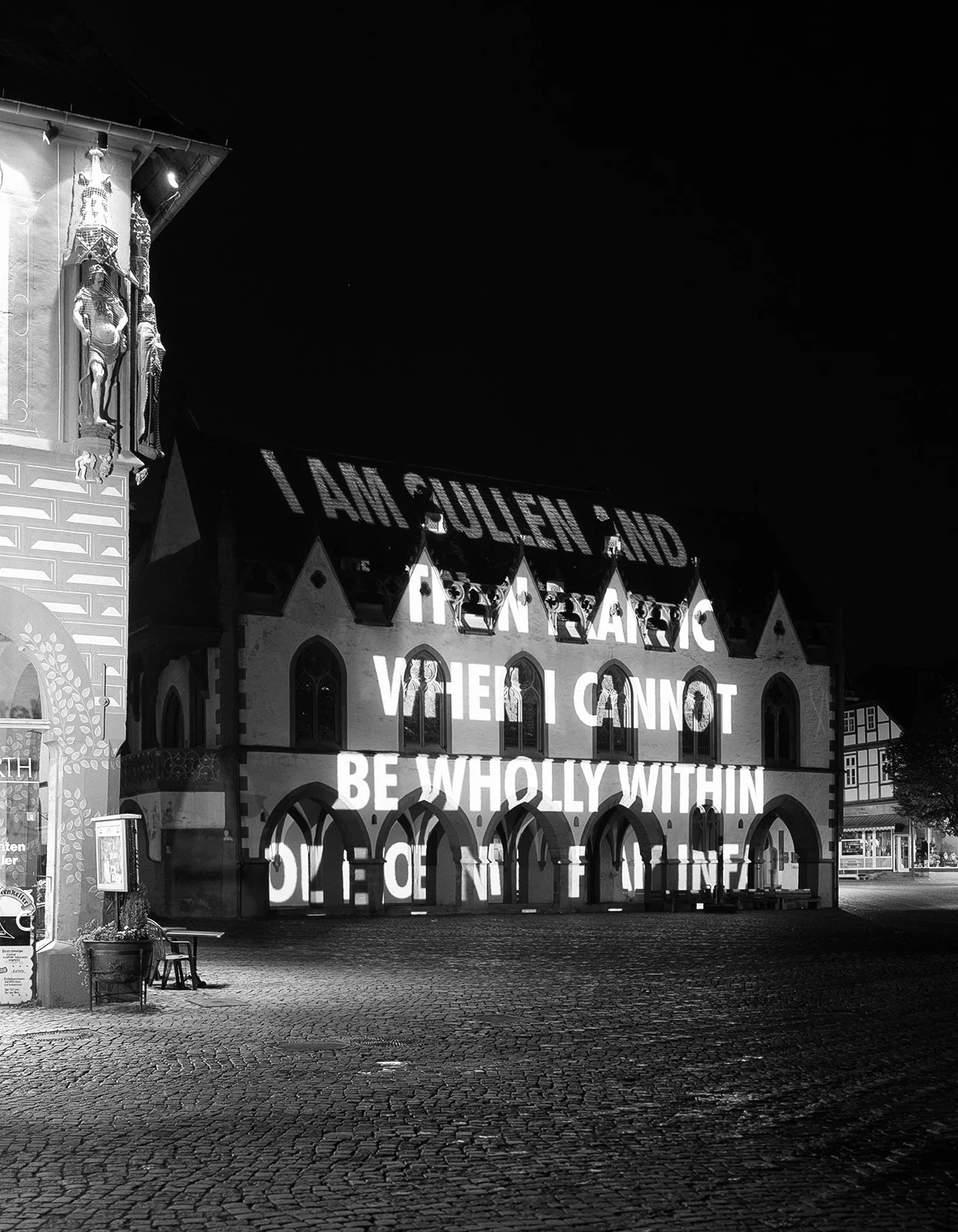 Site: Town Hall, Goslar, Germany
October 20, 2002
Text: Mother and Child, 1990
Projection: FX Productions; Charles Passarelli
Photo: Attilio Maranzano
