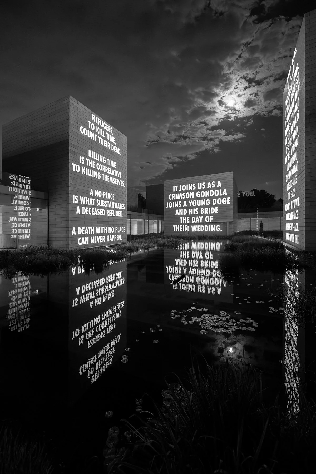 what you love, 2025
Light Projection
Glenstone Museum, Potomac, Maryland, USA
Text: “In a Crimson Gondola” from Talking to My Body by Anna Świrszczyńska, English translation by Czesław Miłosz and Leonard Nathan, © 1985 by Ludmiła Adamska-Orłowska, Th