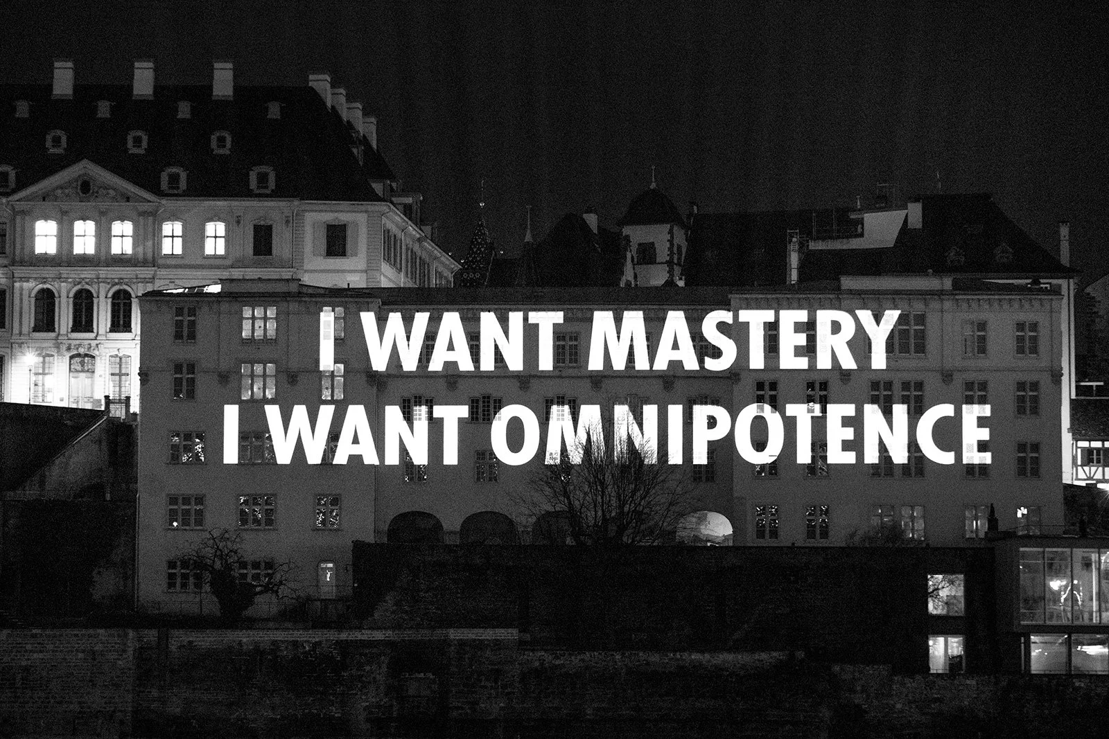 LOUISE BOURGEOIS X JENNY HOLZER PROJECTIONS,2022
Light projection
Alte Universität, Basel, Switzerland
Text: Excerpts from Louise Bourgeois’s personal writings, usedwith permission of the Louise Bourgeois Archive and © TheEaston Foundation / Licensed